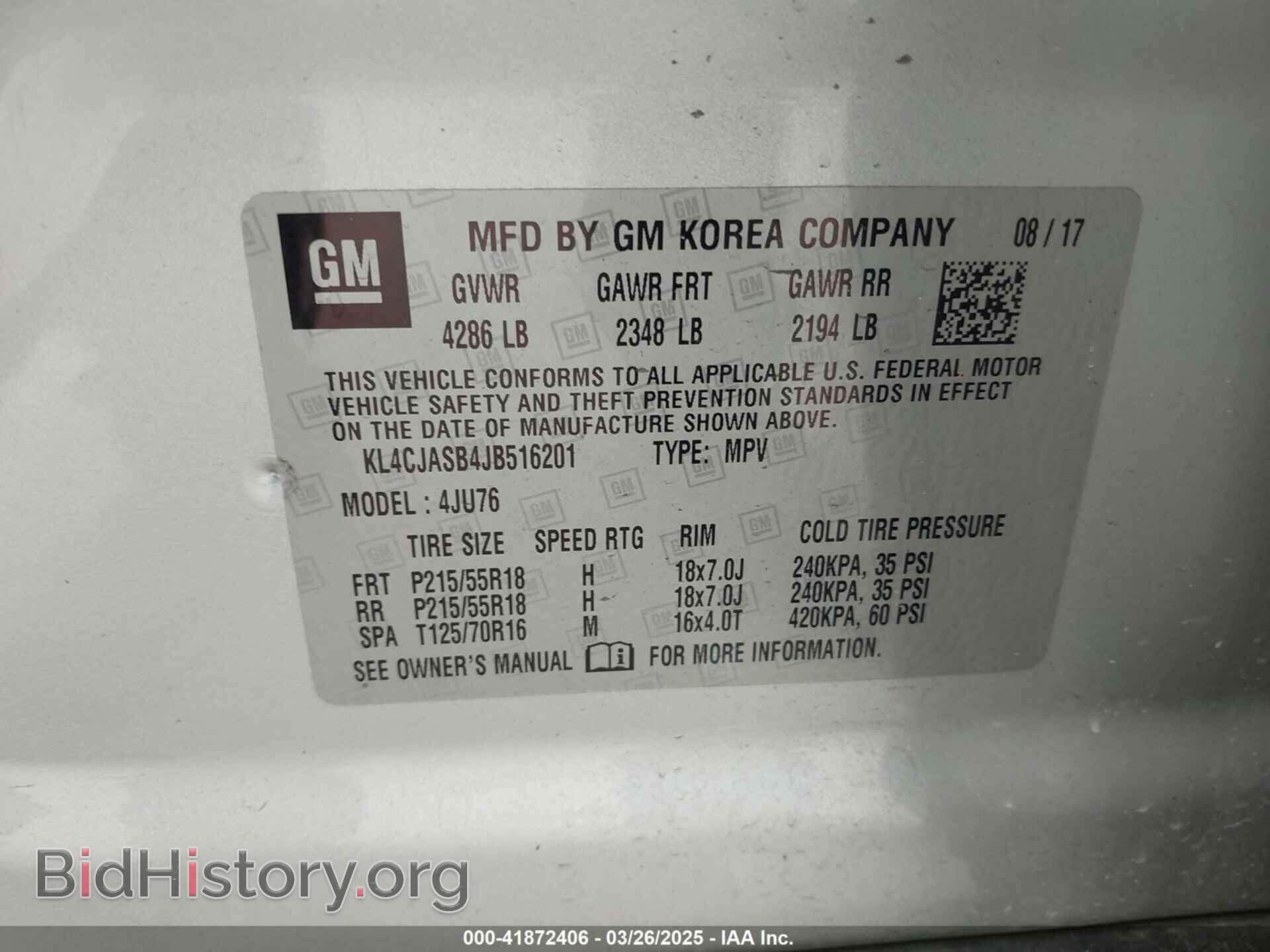 2018 BUICK ENCORE - VIN: KL4CJASB4JB516201 - Photo 9
