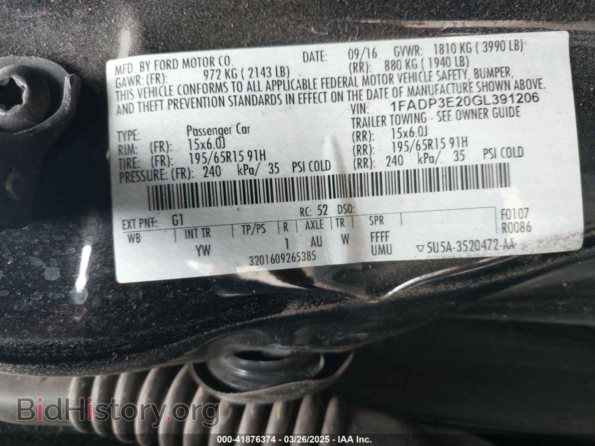 2016 FORD FOCUS - VIN: 1FADP3E20GL391206 - Фото 9