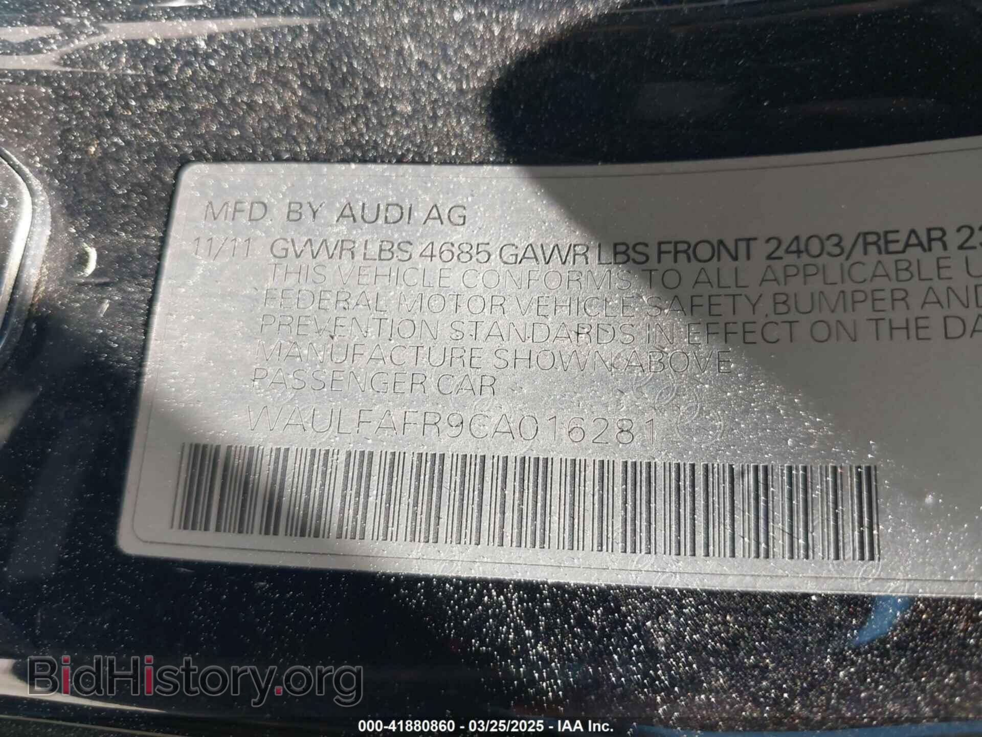 2012 AUDI A5 - VIN: WAULFAFR9CA016281 - Фото 9