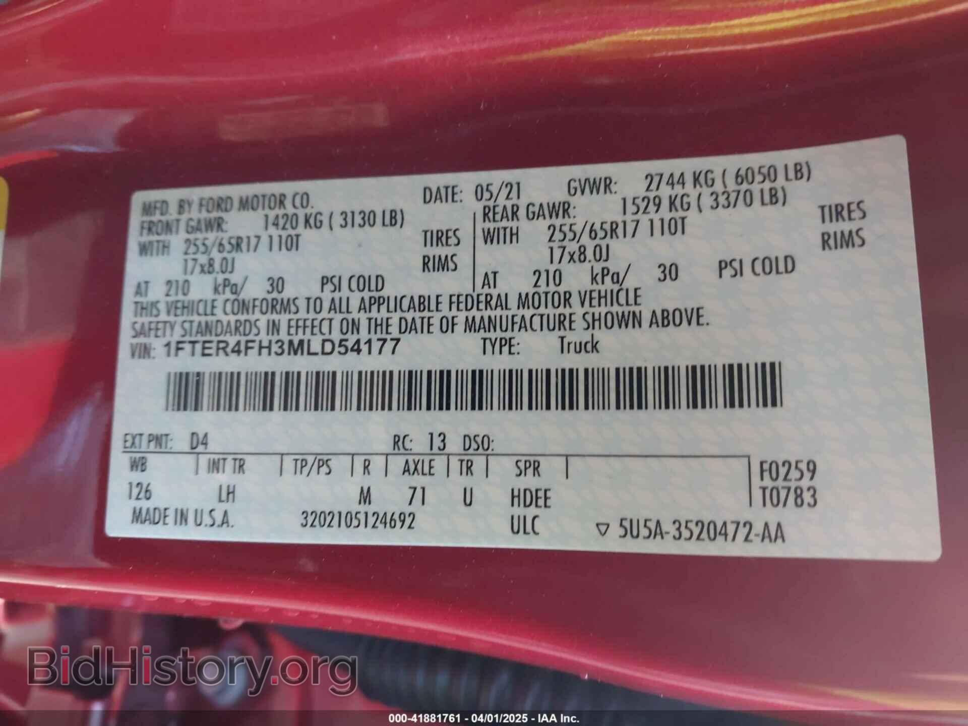 2021 FORD RANGER - VIN: 1FTER4FH3MLD54177 - Фото 9