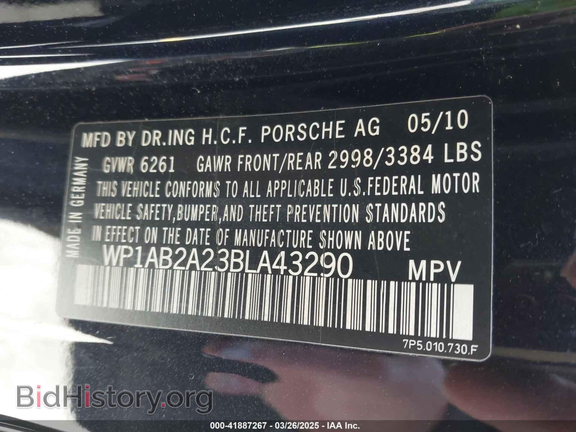 2011 PORSCHE CAYENNE - VIN: WP1AB2A23BLA43290 - Фото 9