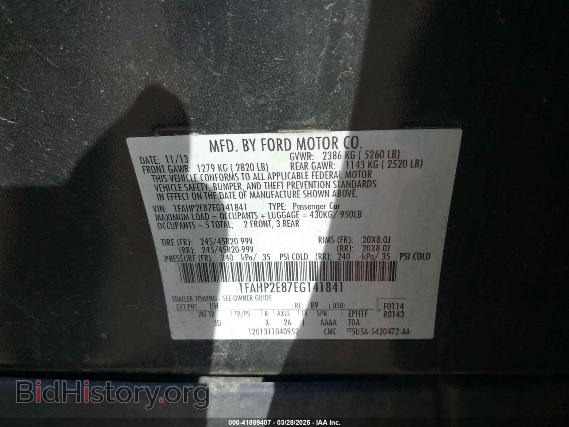 2014 FORD TAURUS - VIN: 1FAHP2E87EG141841 - Фото 9