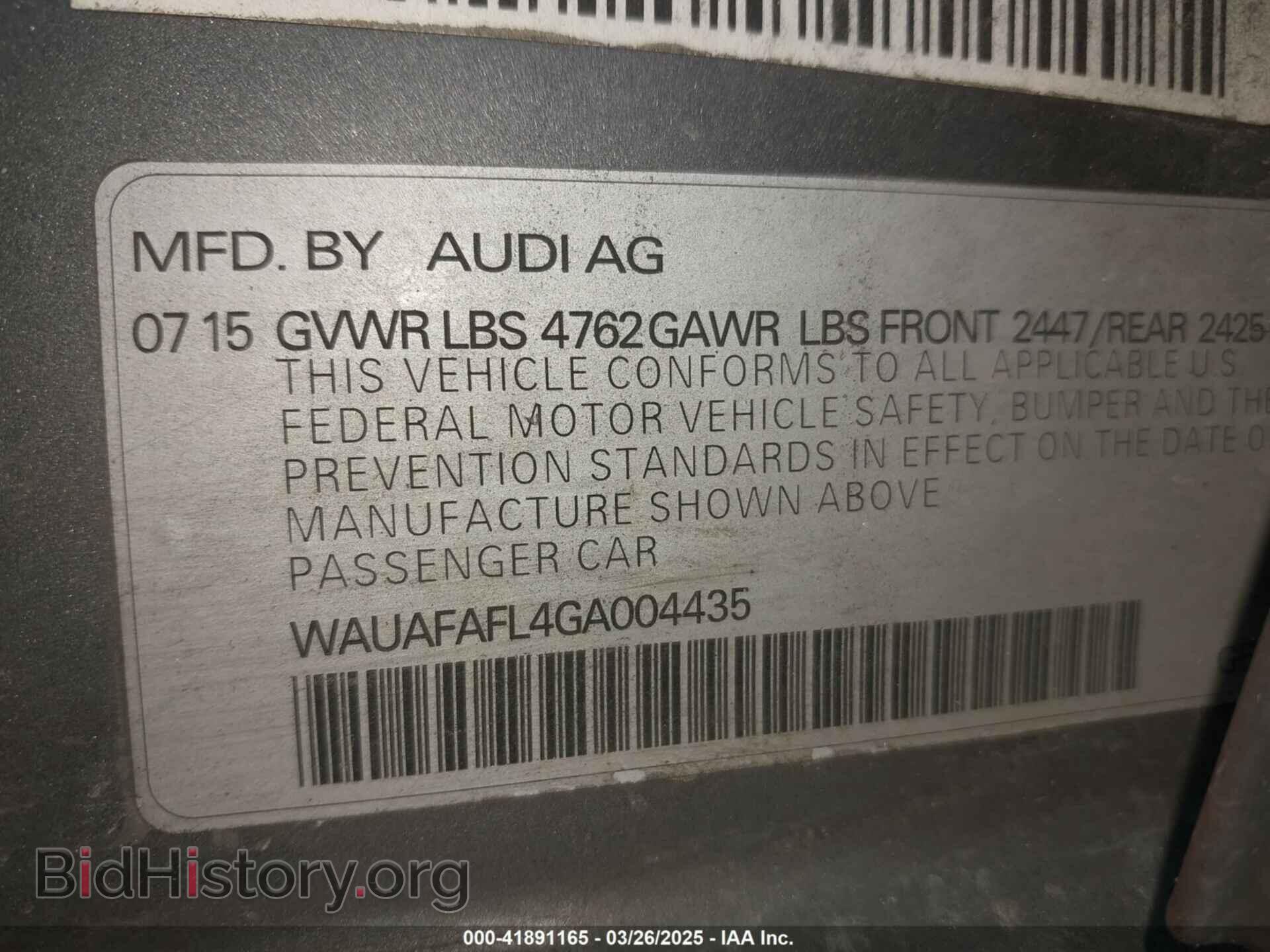 2016 AUDI A4 - VIN: WAUAFAFL4GA004435 - Фото 9