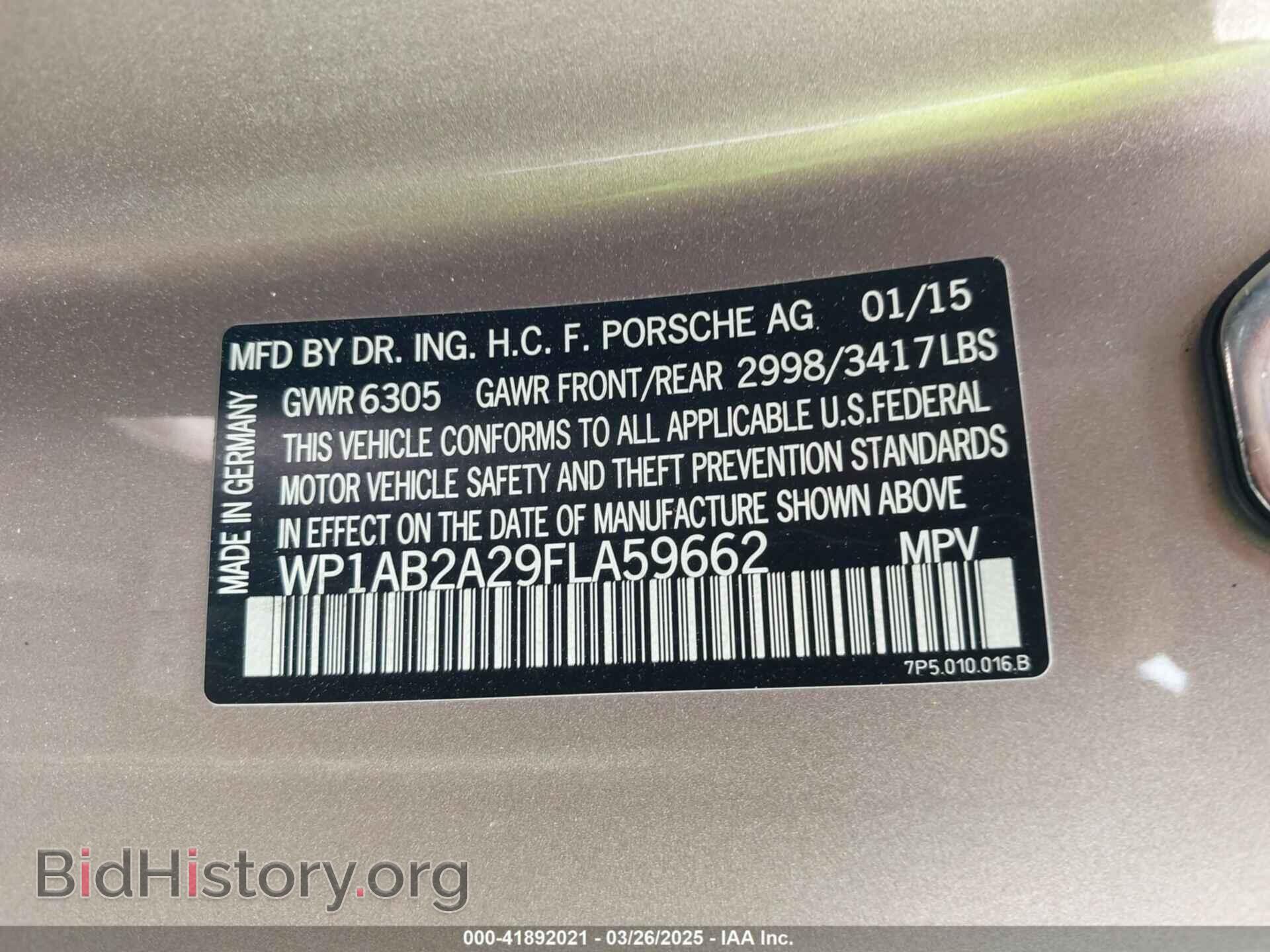 2015 PORSCHE CAYENNE - VIN: WP1AB2A29FLA59662 - Фото 9