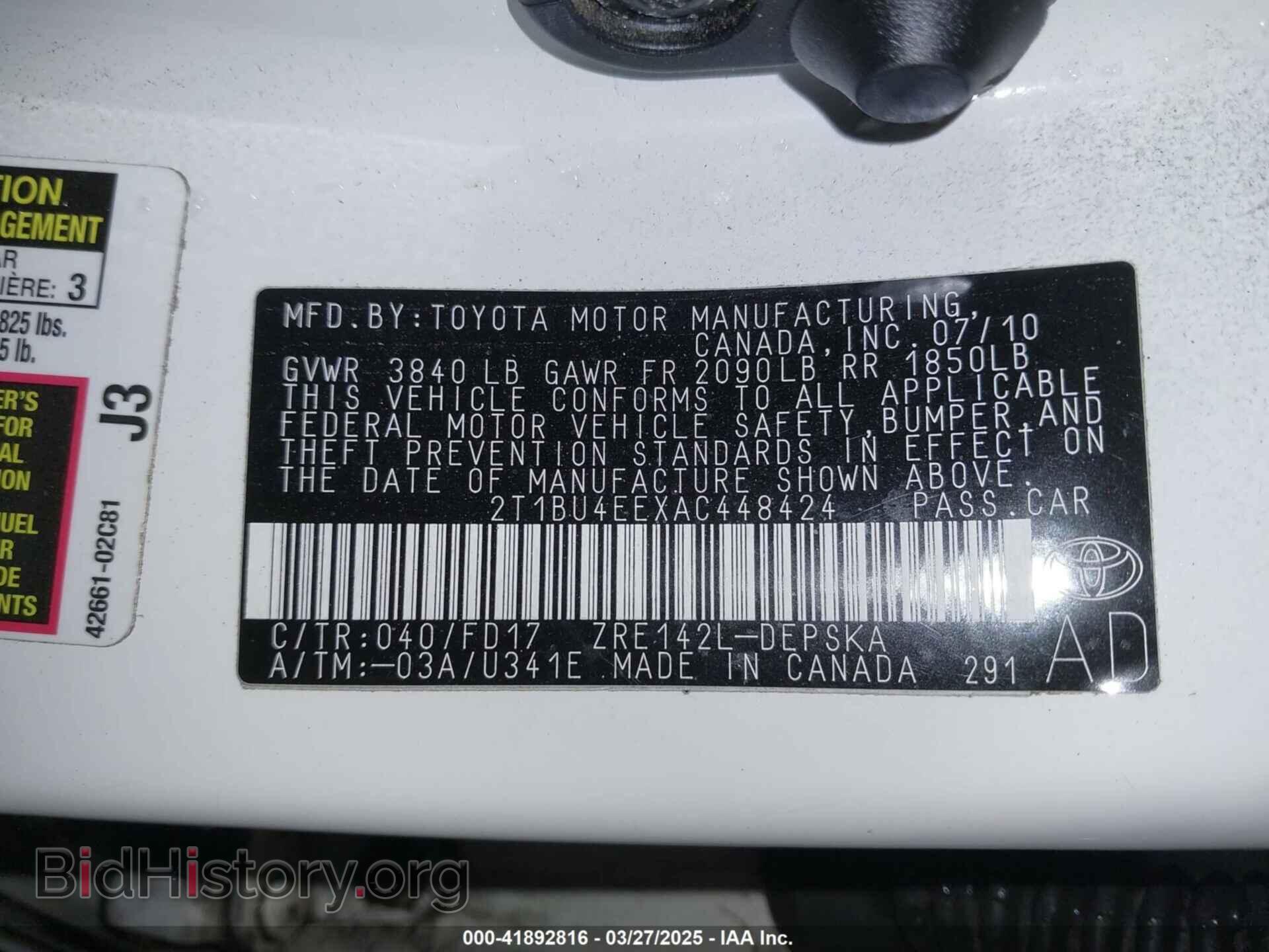2010 TOYOTA COROLLA - VIN: 2T1BU4EEXAC448424 - Фото 9