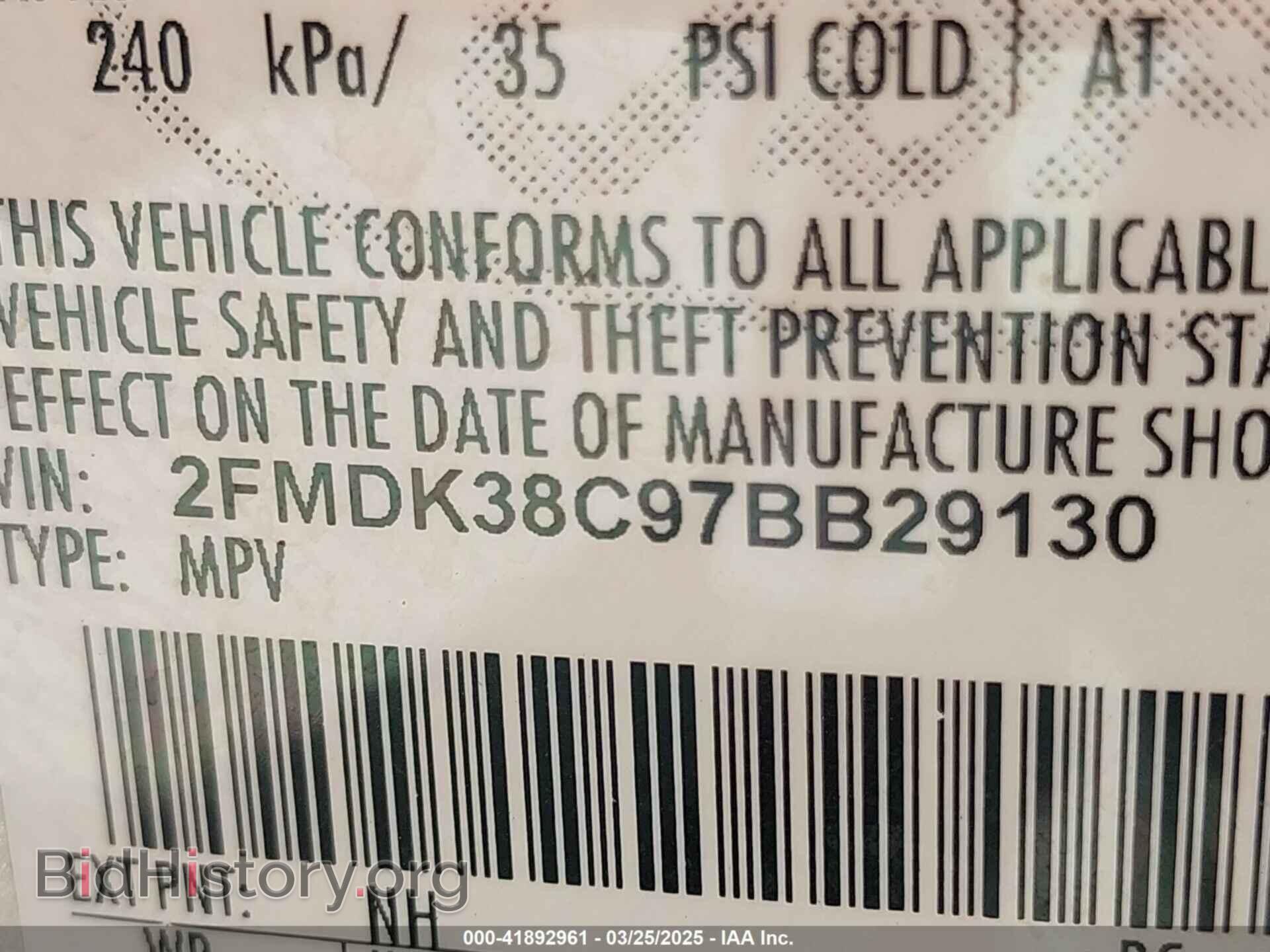 2007 FORD EDGE - VIN: 2FMDK38C97BB29130 - Фото 9