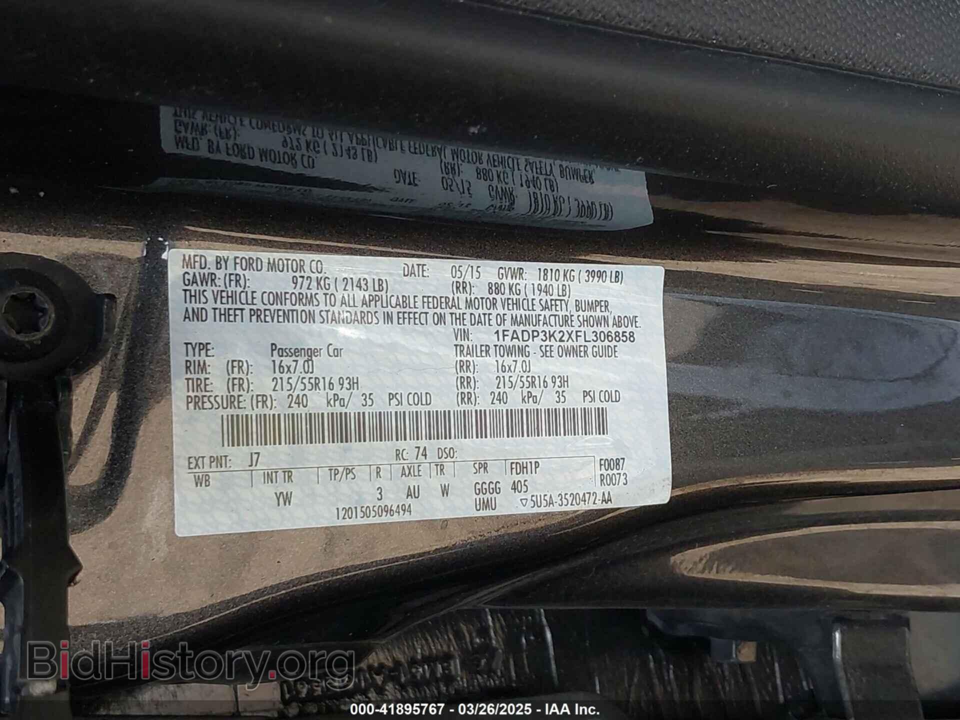 2015 FORD FOCUS - VIN: 1FADP3K2XFL306858 - Фото 9