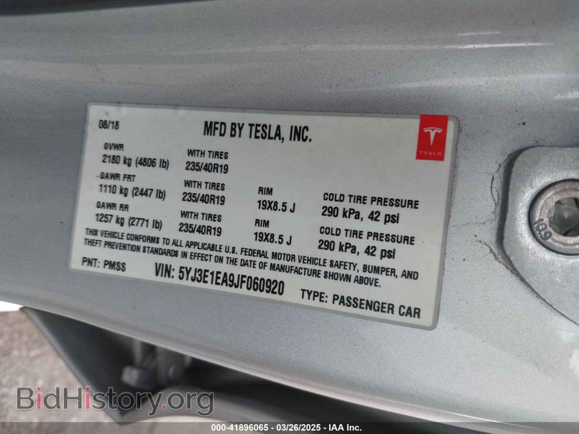 2018 TESLA MODEL 3 - VIN: 5YJ3E1EA9JF060920 - Photo 9