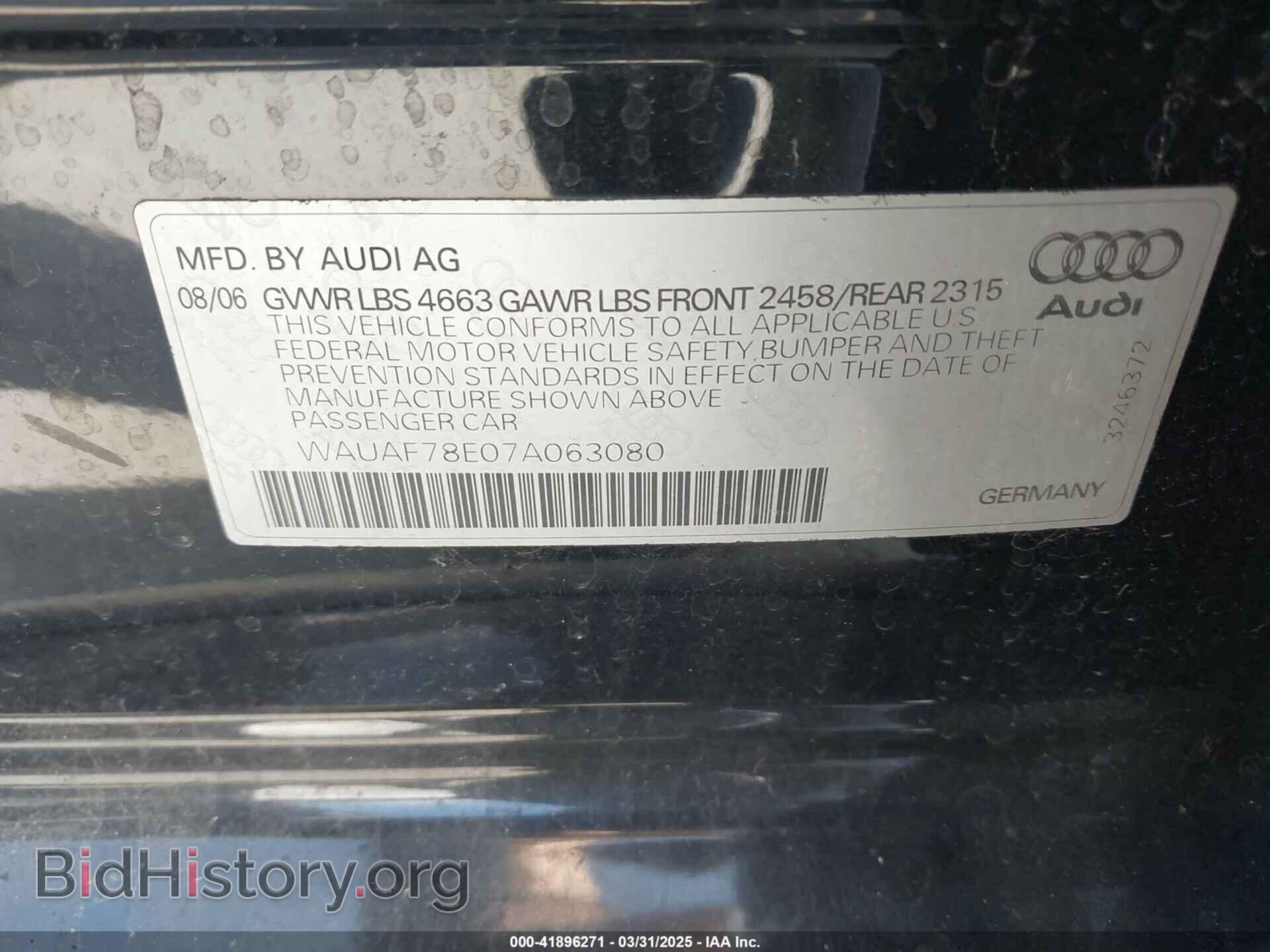 2007 AUDI A4 - VIN: WAUAF78E07A063080 - Photo 9
