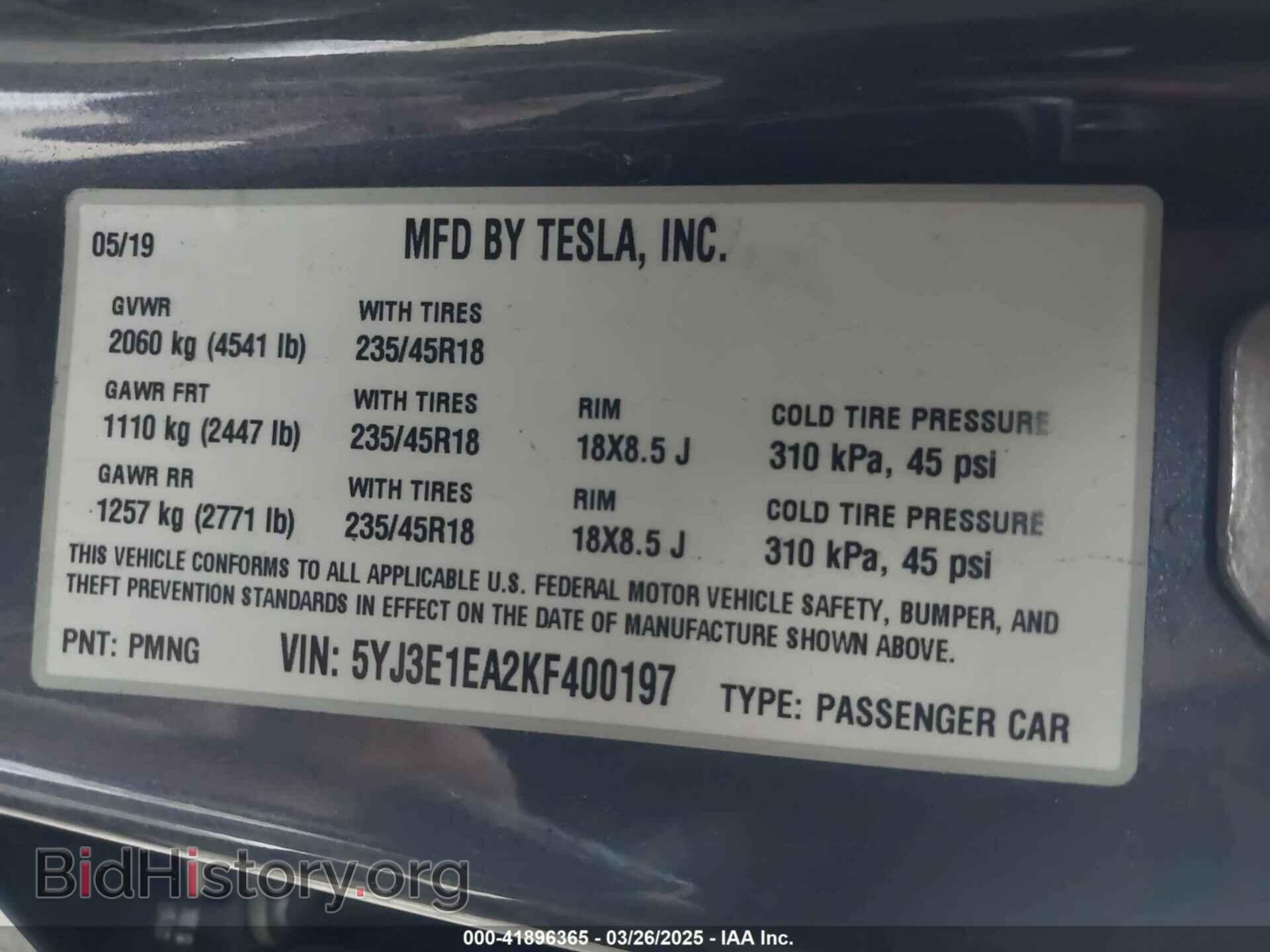 2019 TESLA MODEL 3 - VIN: 5YJ3E1EA2KF400197 - Фото 9