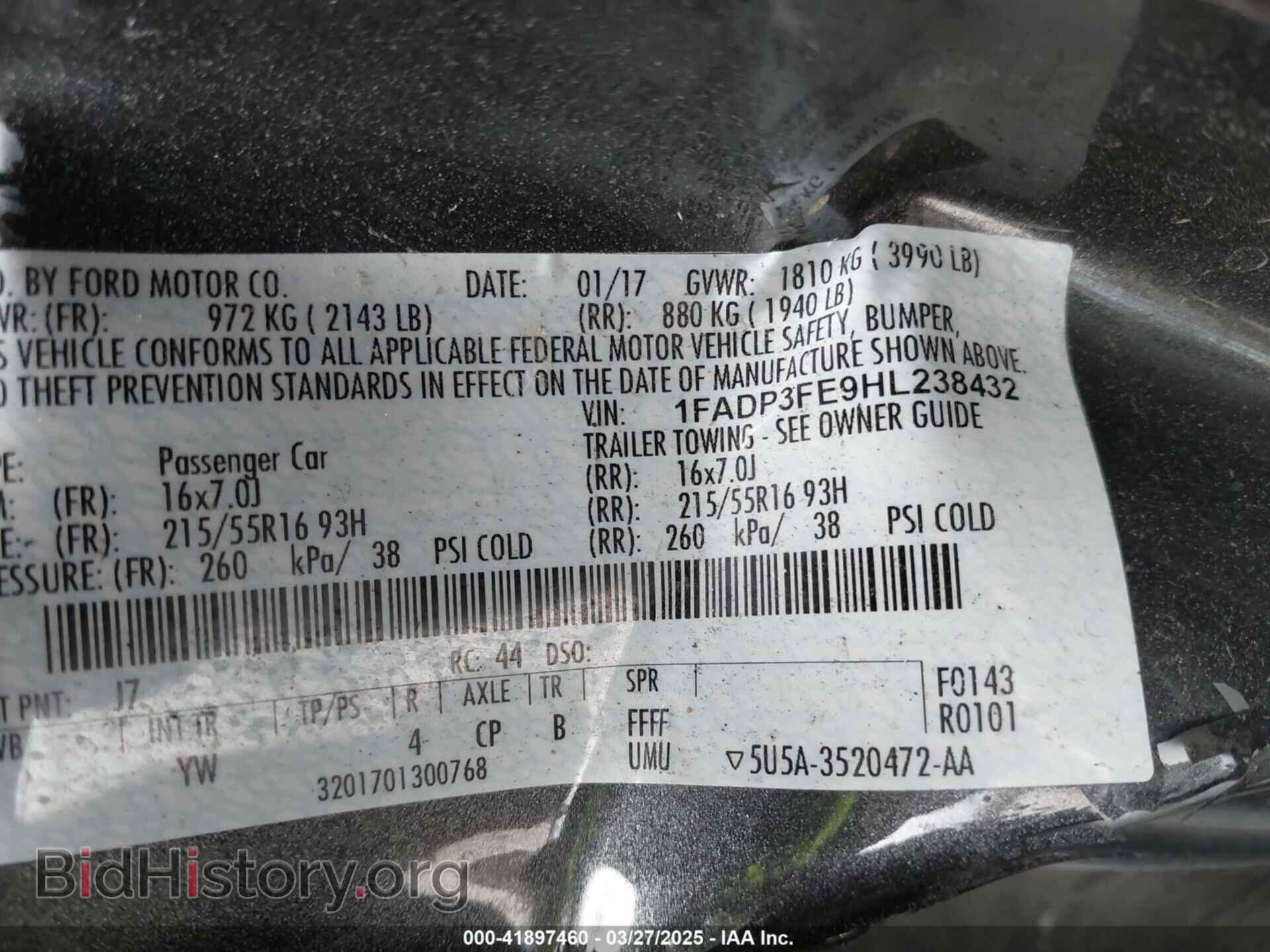 2017 FORD FOCUS - VIN: 1FADP3FE9HL238432 - Фото 9
