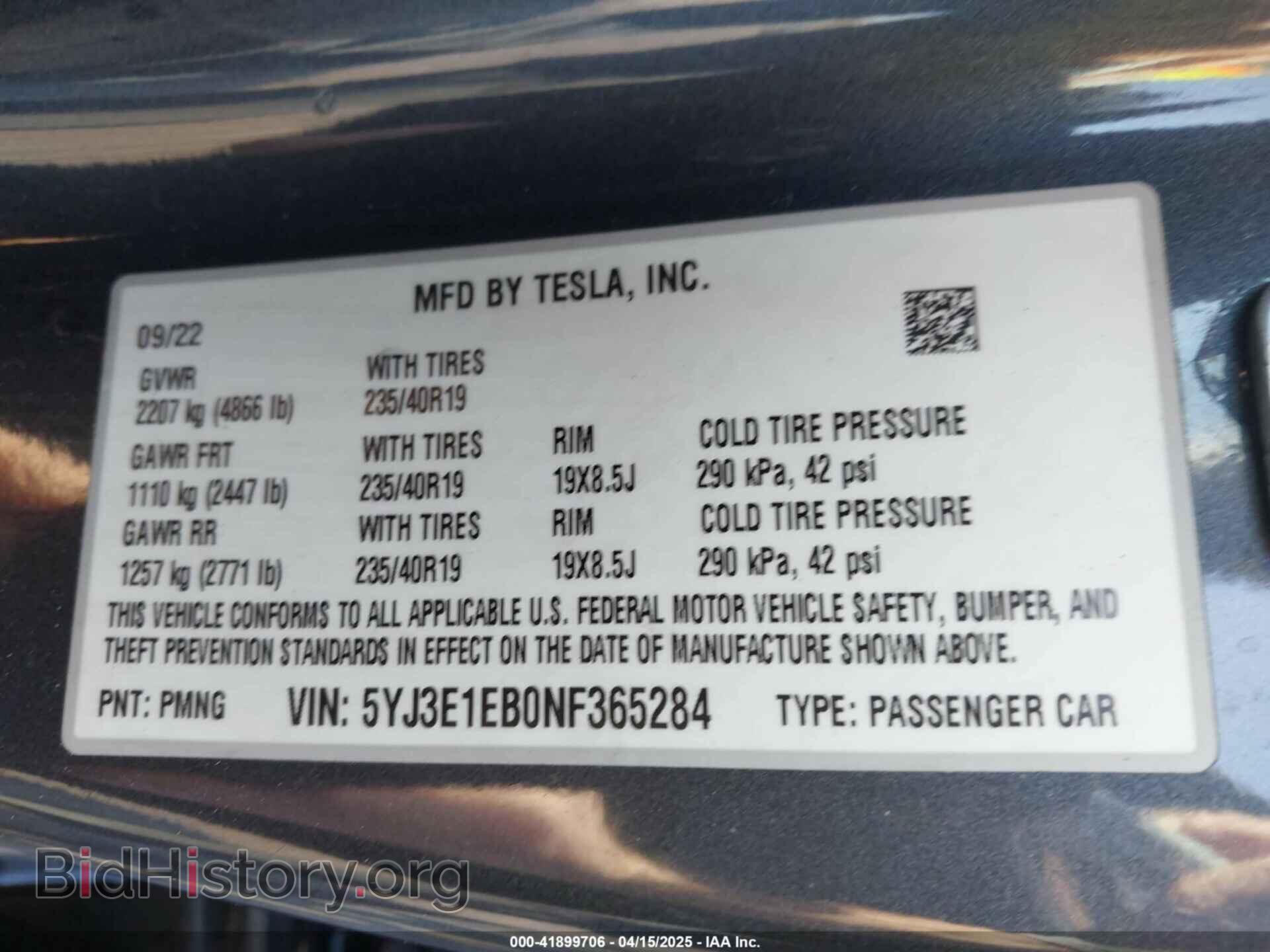 2022 TESLA MODEL 3 - VIN: 5YJ3E1EB0NF365284 - Фото 9