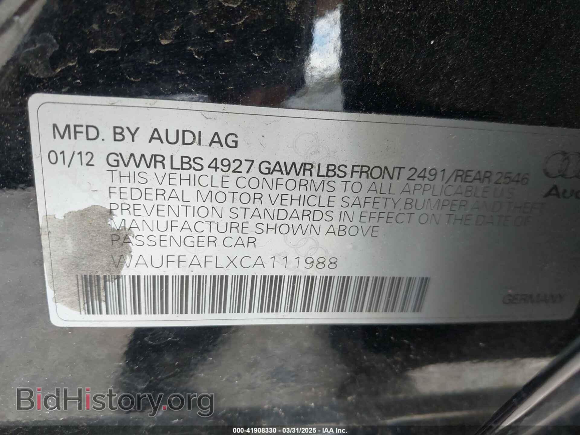 2012 AUDI A4 - VIN: WAUFFAFLXCA111988 - Фото 9