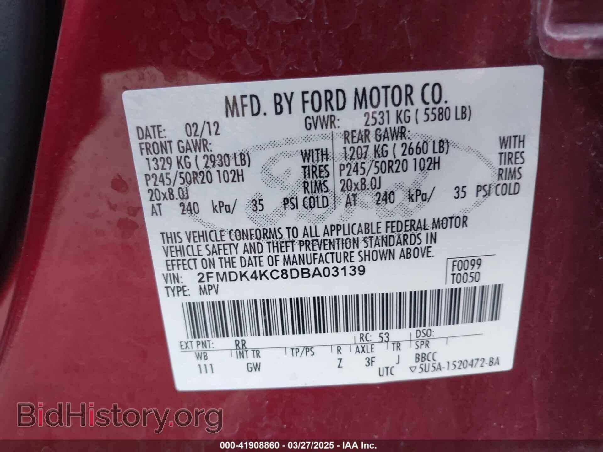 2013 FORD EDGE - VIN: 2FMDK4KC8DBA03139 - Фото 9