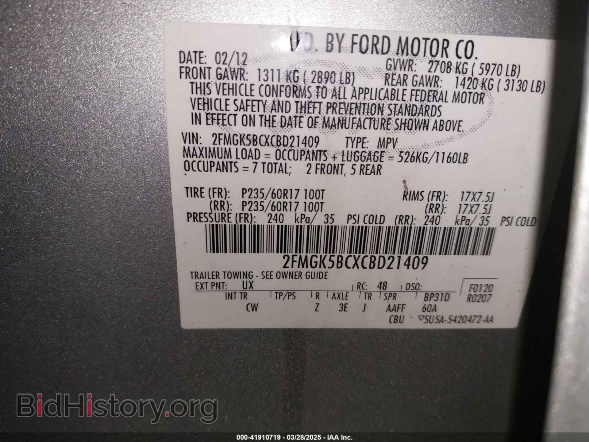 2012 FORD FLEX - VIN: 2FMGK5BCXCBD21409 - Photo 9