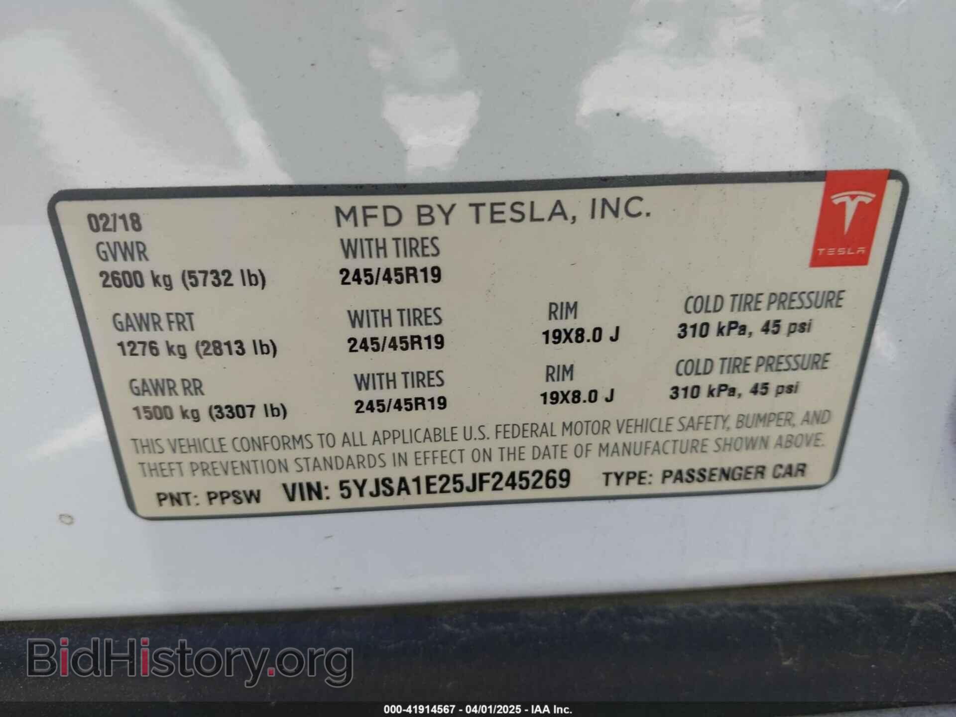 2018 TESLA MODEL S - VIN: 5YJSA1E25JF245269 - Photo 9