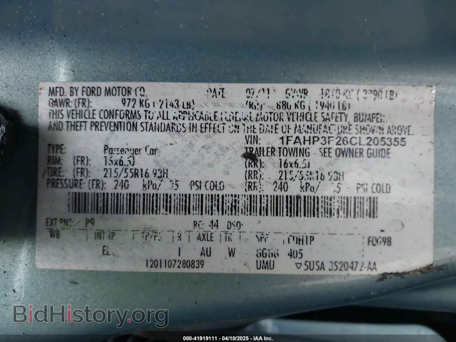 2012 FORD FOCUS - VIN: 1FAHP3F26CL205355 - Photo 9