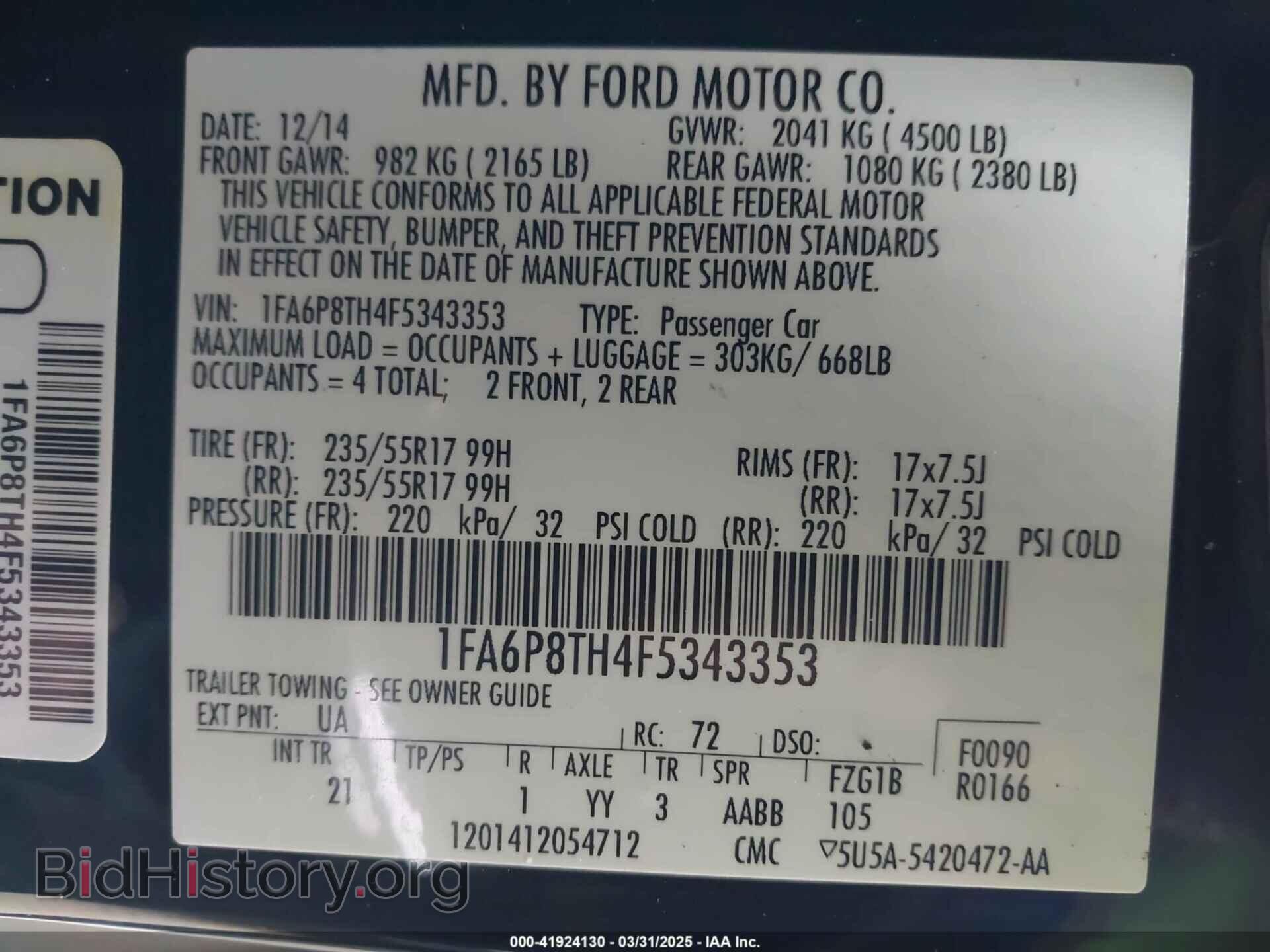 2015 FORD MUSTANG - VIN: 1FA6P8TH4F5343353 - Фото 9