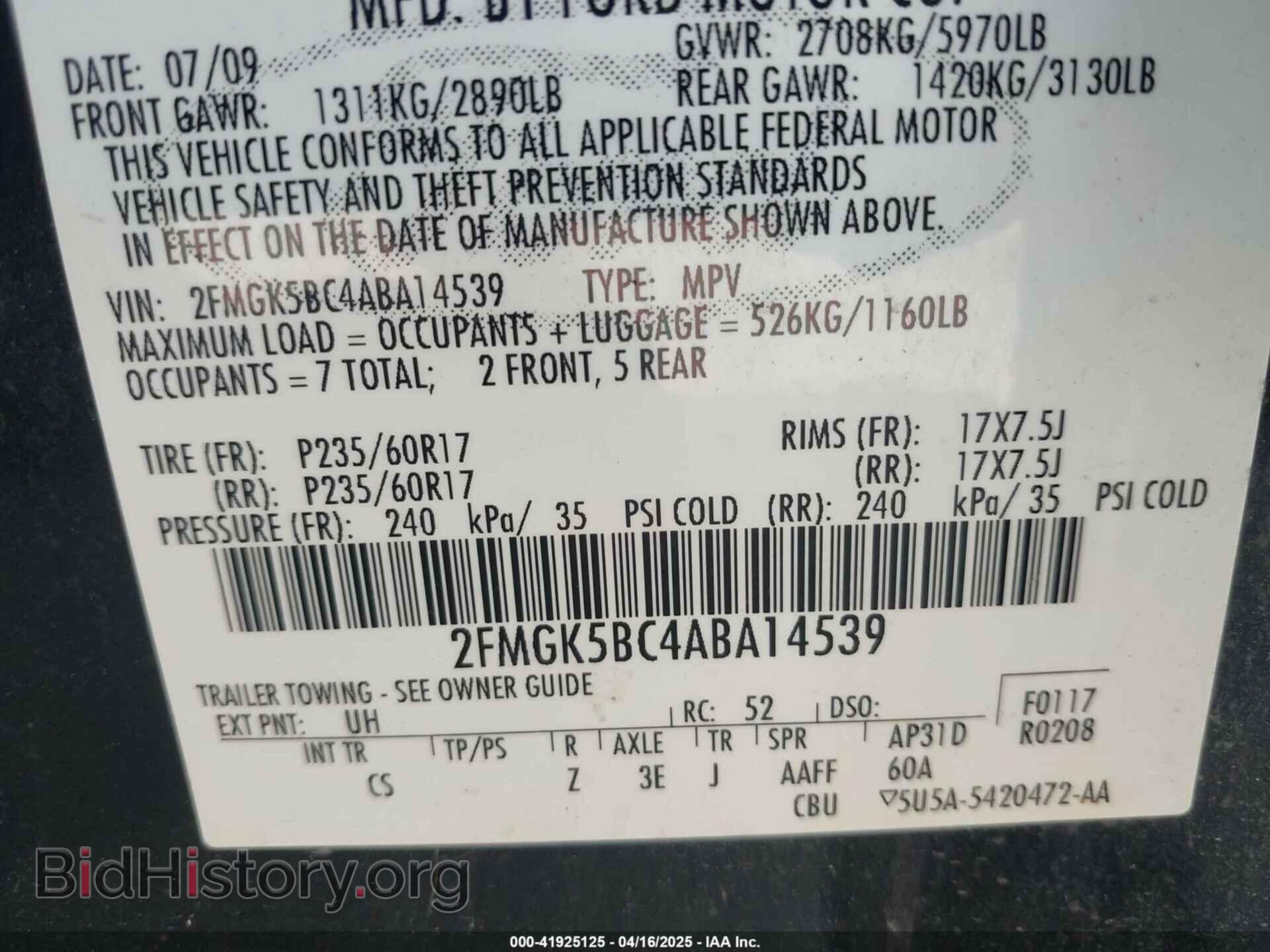 2010 FORD FLEX - VIN: 2FMGK5BC4ABA14539 - Photo 9