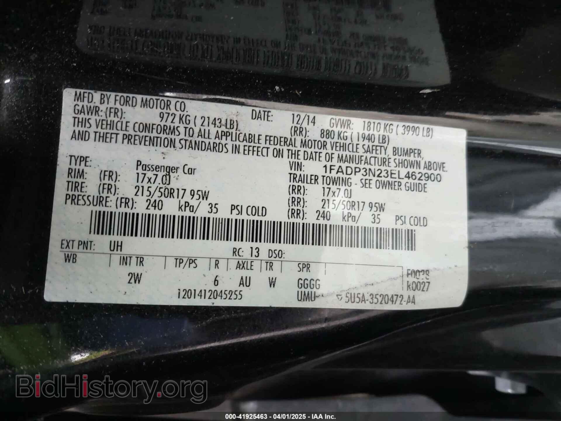 2014 FORD FOCUS - VIN: 1FADP3N23EL462900 - Фото 9