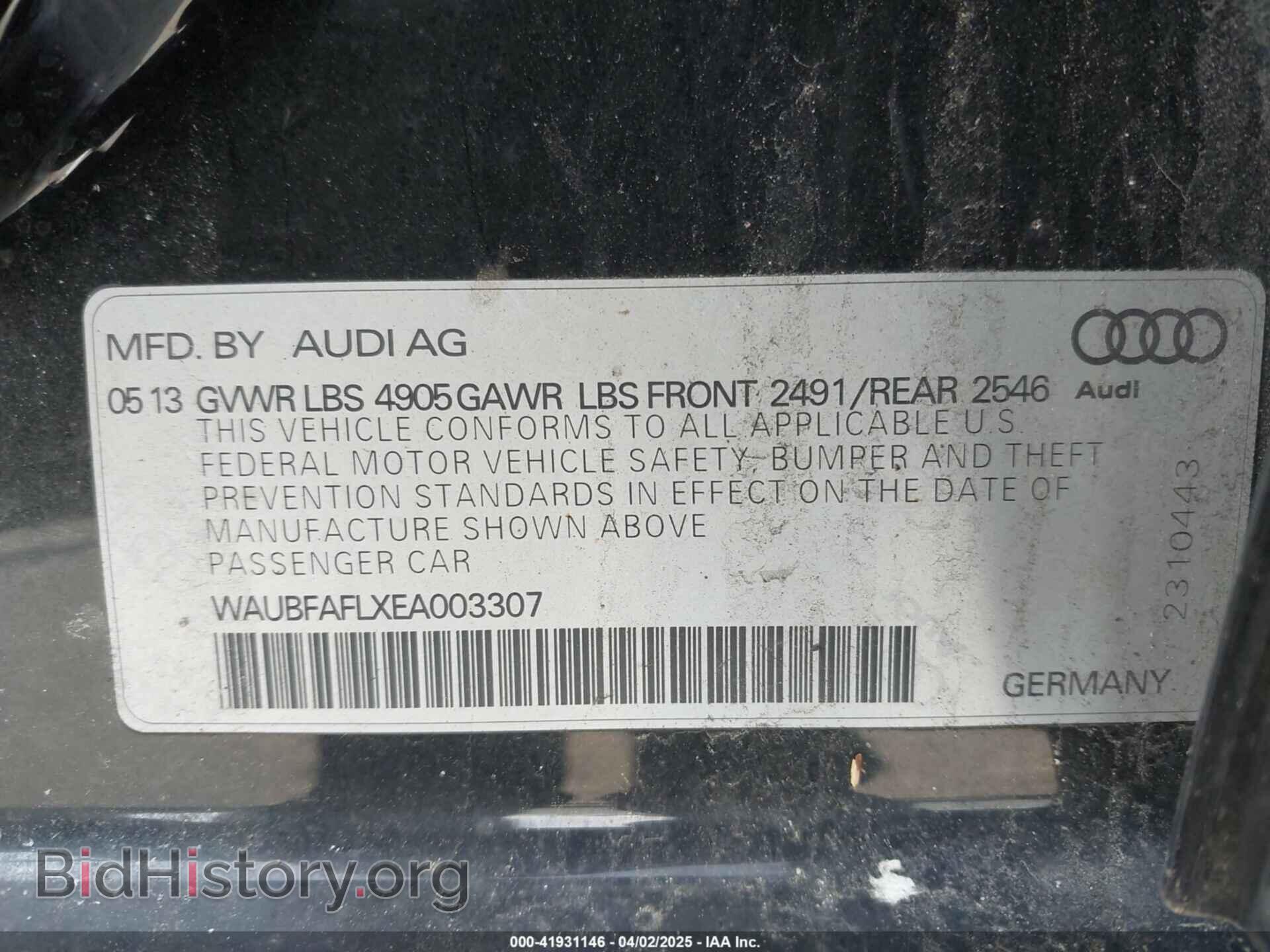 2014 AUDI A4 - VIN: WAUBFAFLXEA003307 - Фото 9
