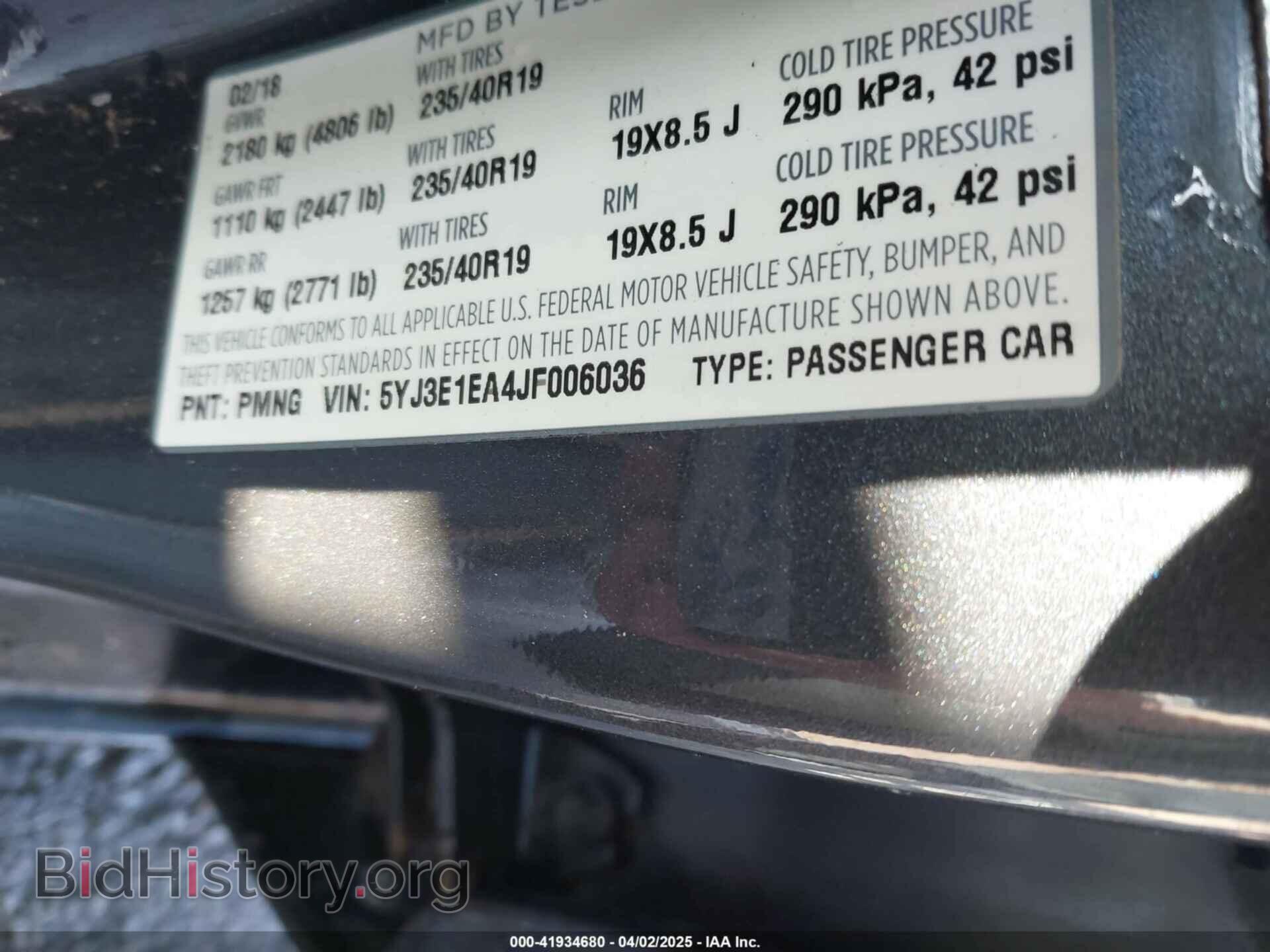 2018 TESLA MODEL 3 - VIN: 5YJ3E1EA4JF006036 - Фото 9