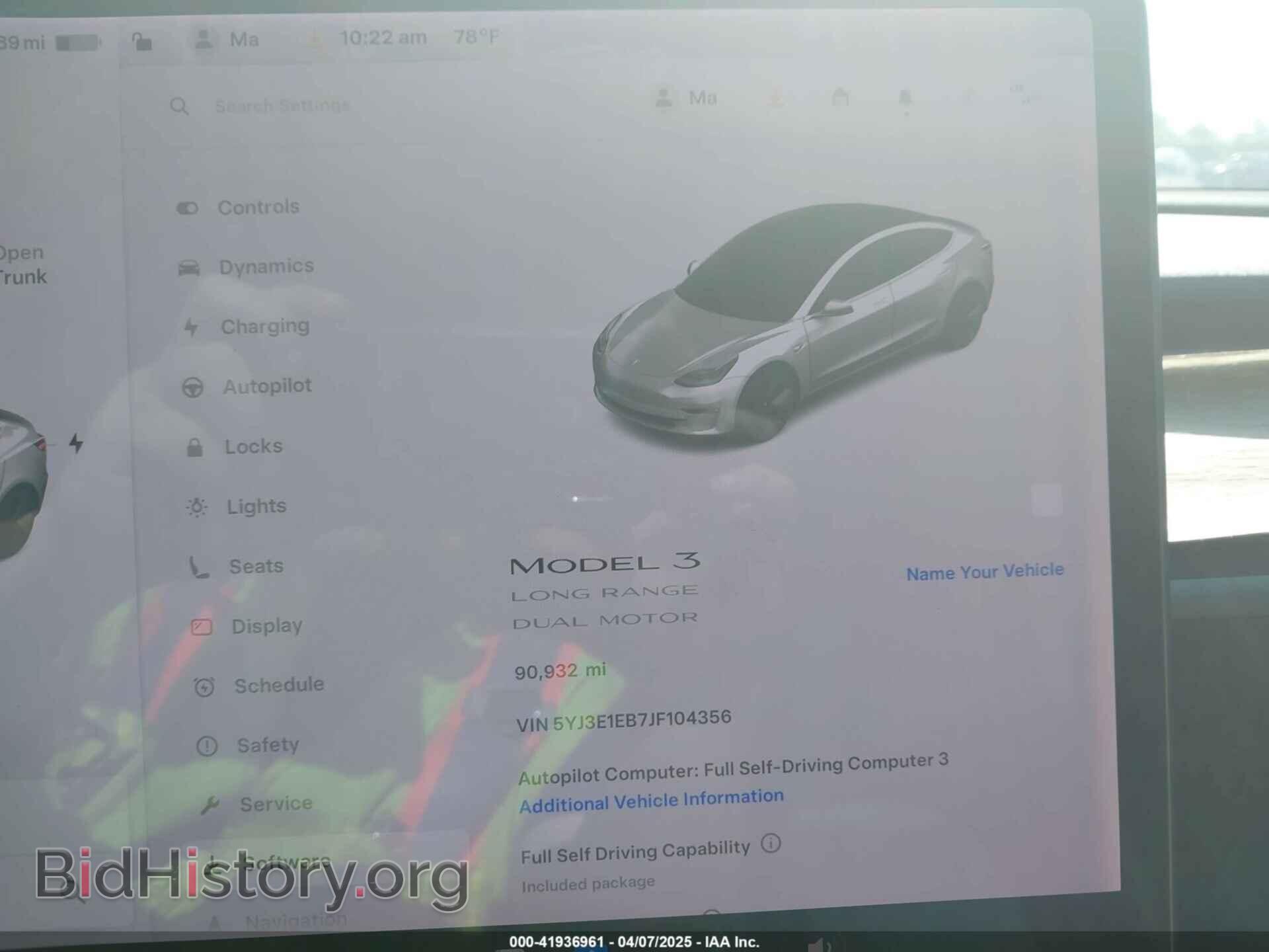 2018 TESLA MODEL 3 - VIN: 5YJ3E1EB7JF104356 - Фото 7