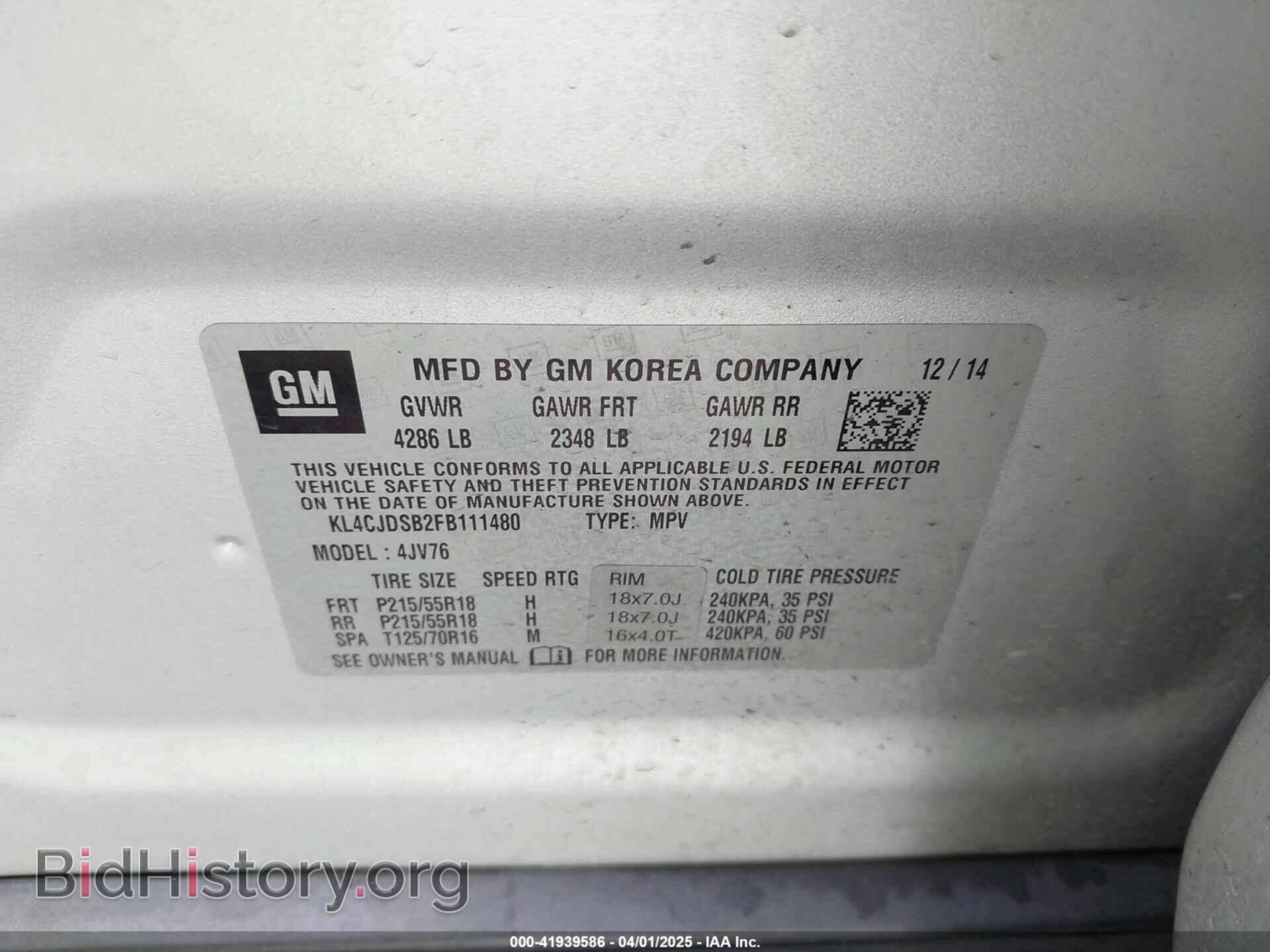 2015 BUICK ENCORE - VIN: KL4CJDSB2FB111480 - Photo 9