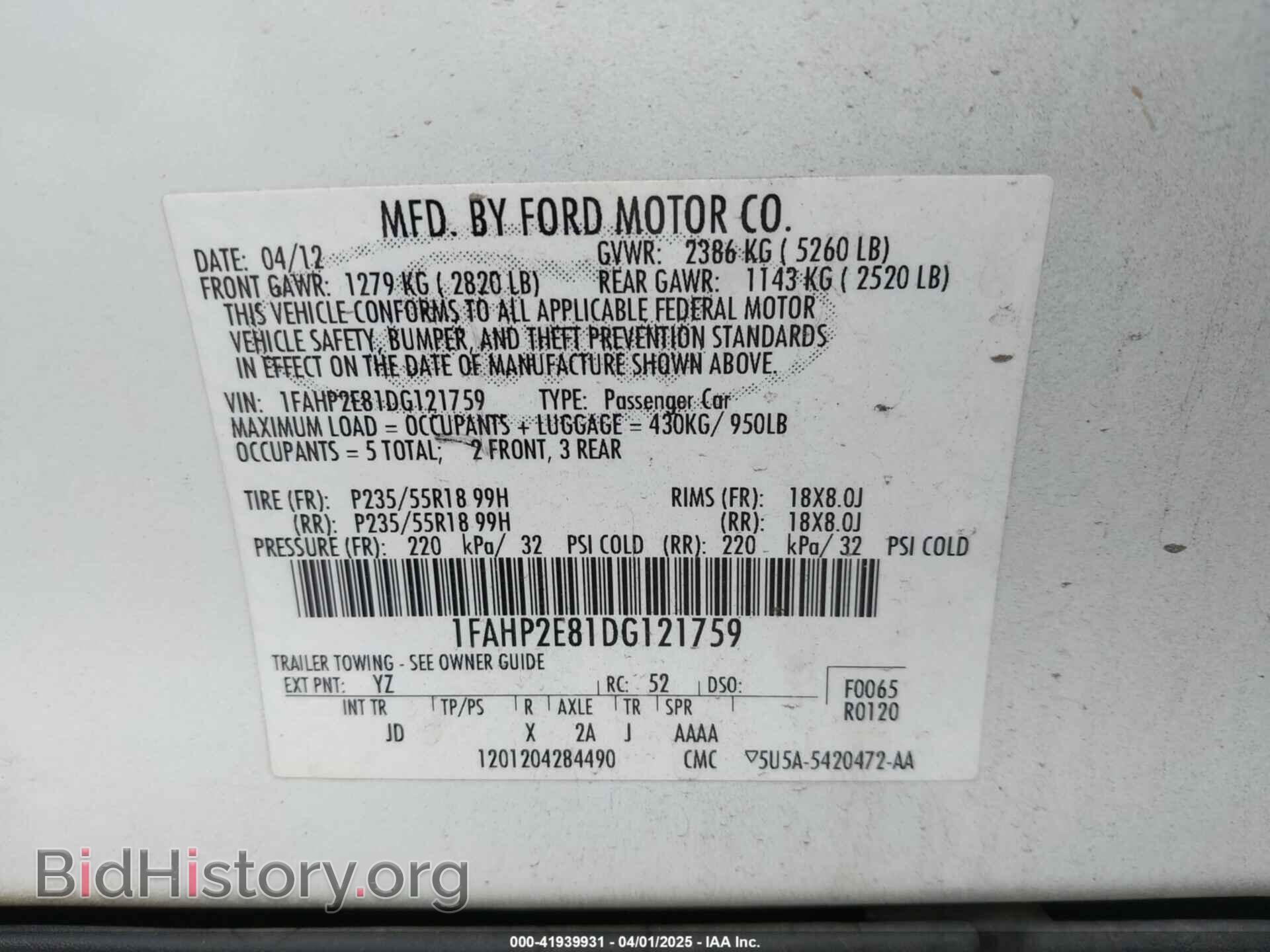 2013 FORD TAURUS - VIN: 1FAHP2E81DG121759 - Photo 9