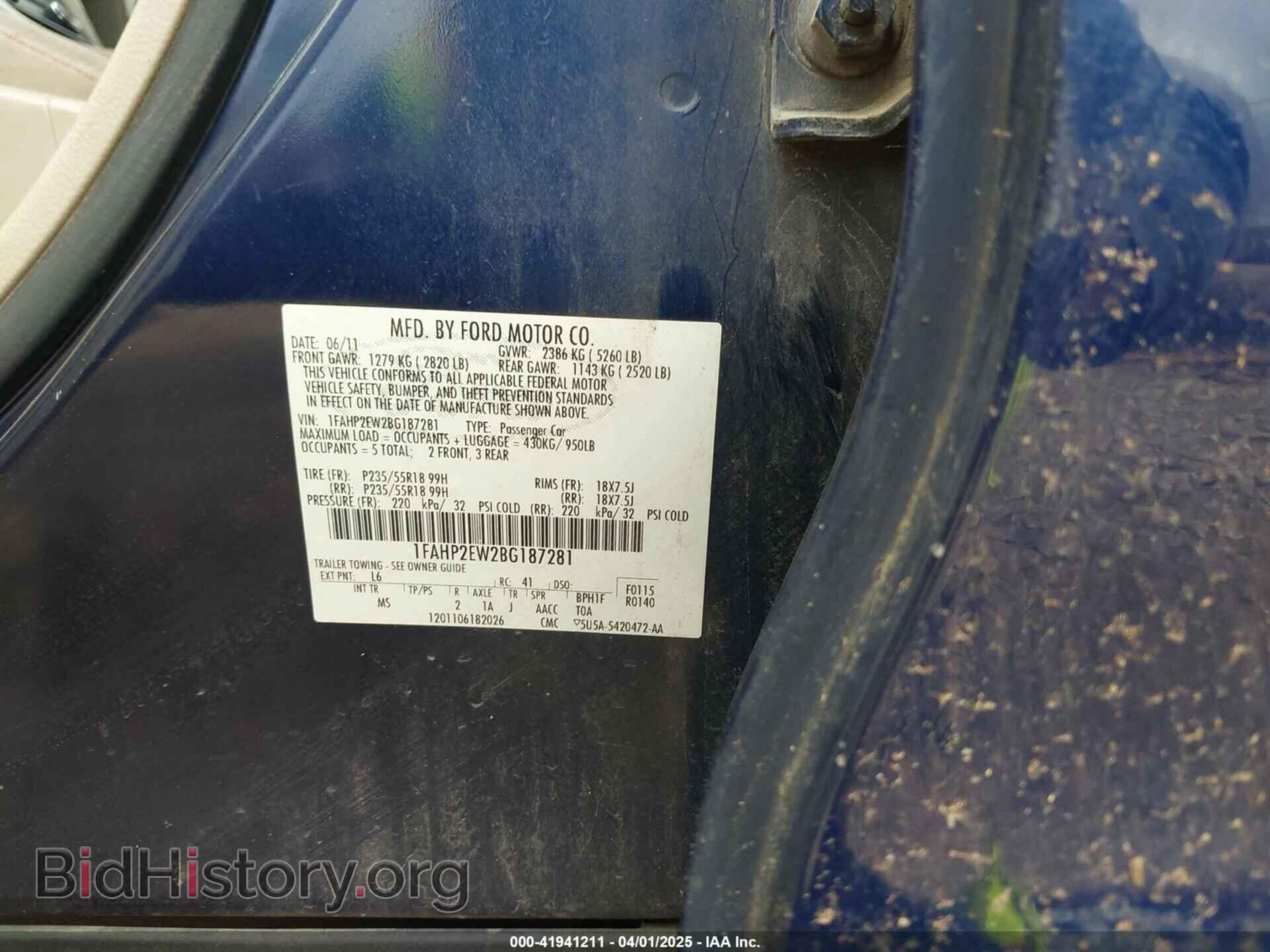 2011 FORD TAURUS - VIN: 1FAHP2EW2BG187281 - Фото 9