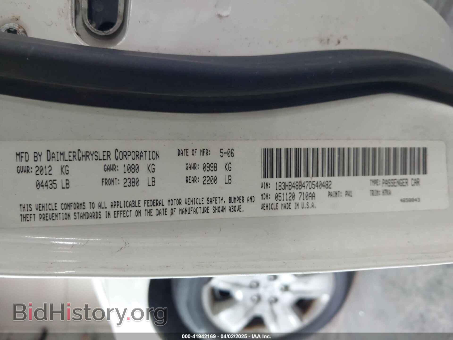 2007 DODGE CALIBER - VIN: 1B3HB48B47D540482 - Photo 9