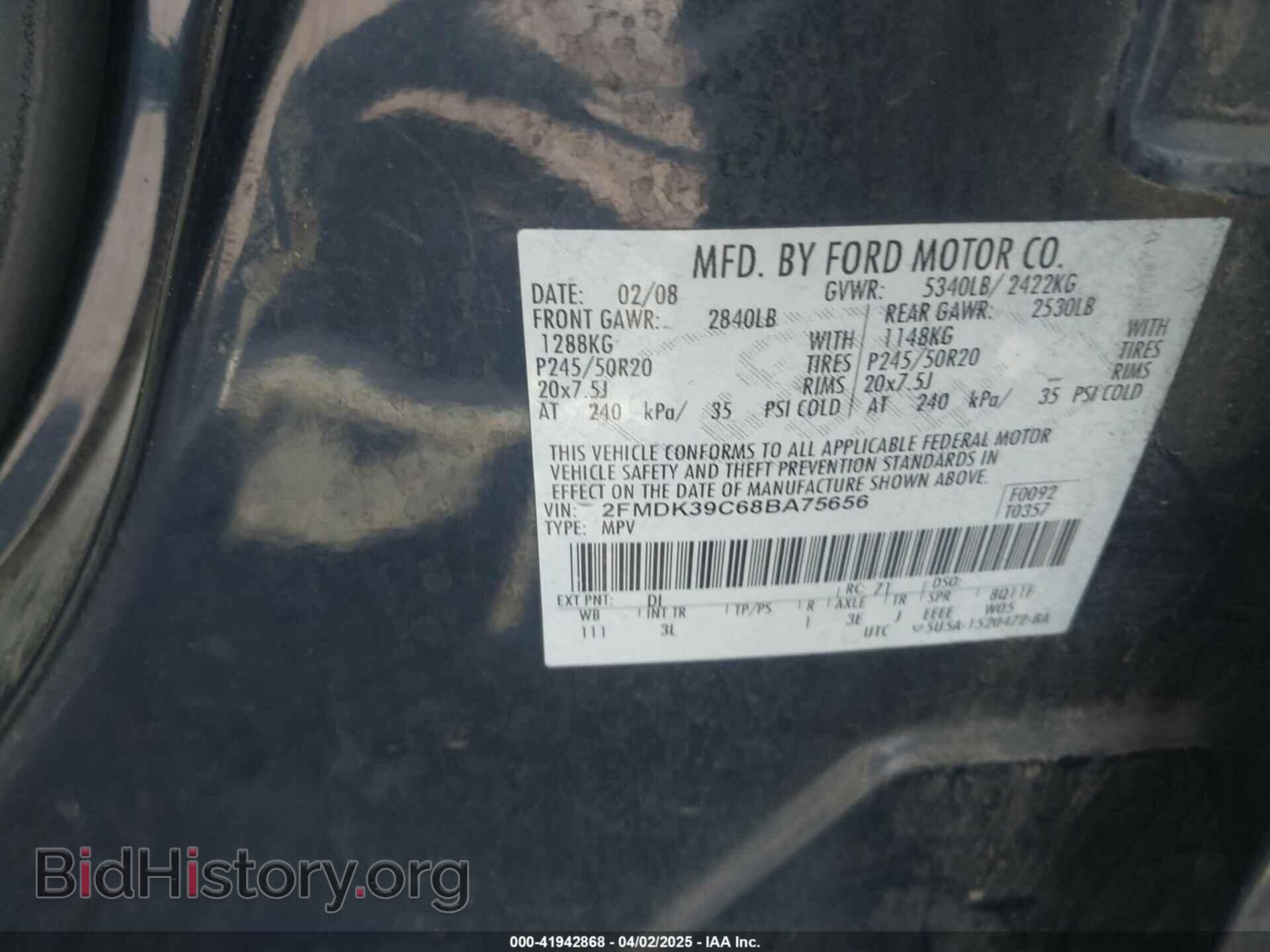 2008 FORD EDGE - VIN: 2FMDK39C68BA75656 - Фото 9