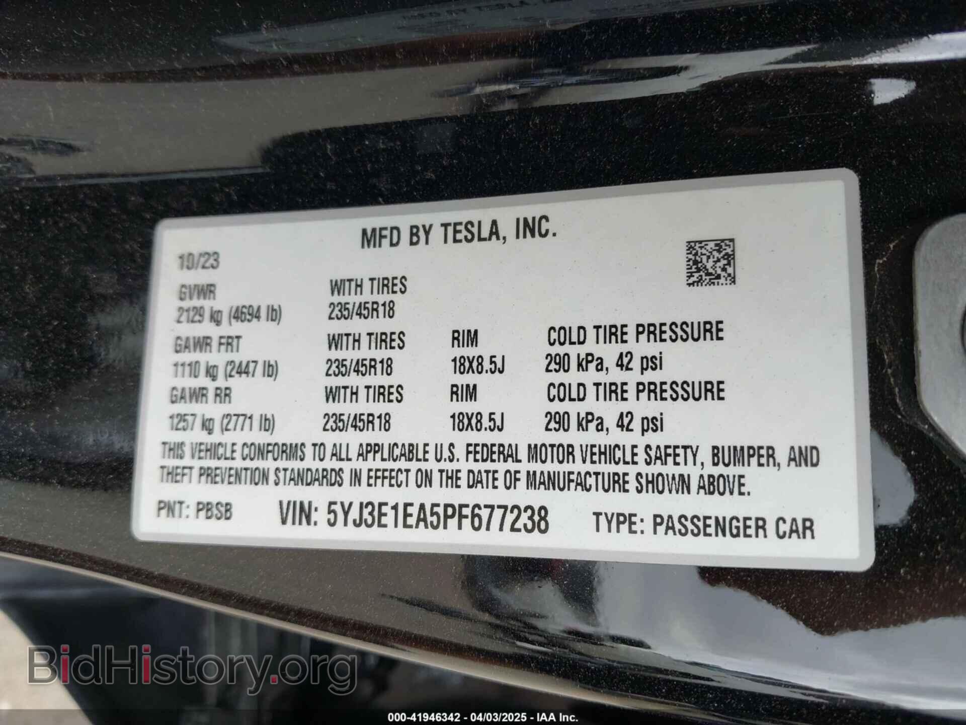 2023 TESLA MODEL 3 - VIN: 5YJ3E1EA5PF677238 - Фото 9