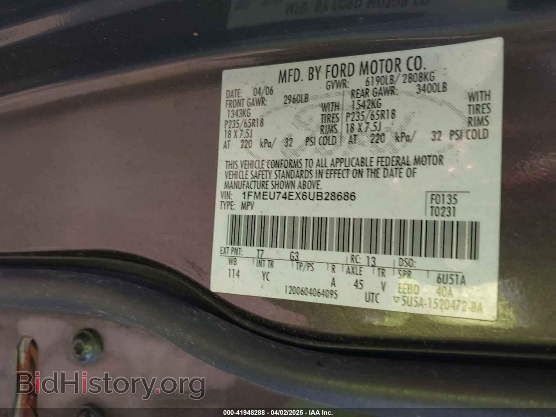 2006 FORD EXPLORER - VIN: 1FMEU74EX6UB28686 - Фото 9