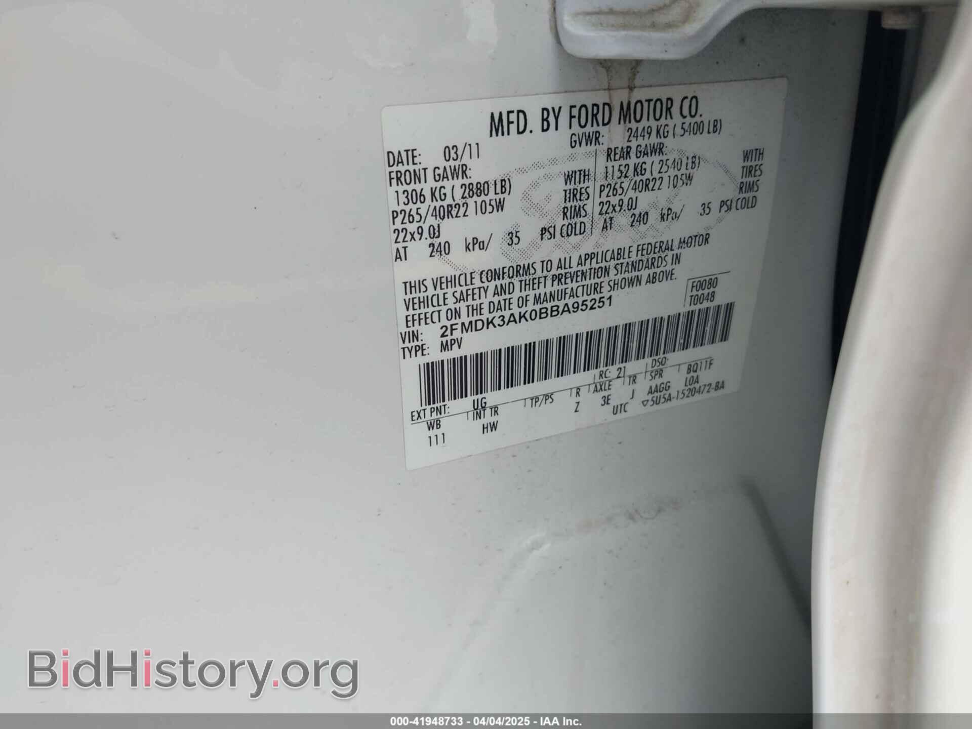2011 FORD EDGE - VIN: 2FMDK3AK0BBA95251 - Photo 9