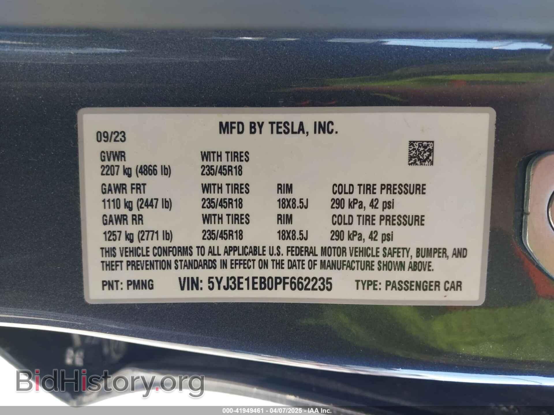 2023 TESLA MODEL 3 - VIN: 5YJ3E1EB0PF662235 - Фото 9