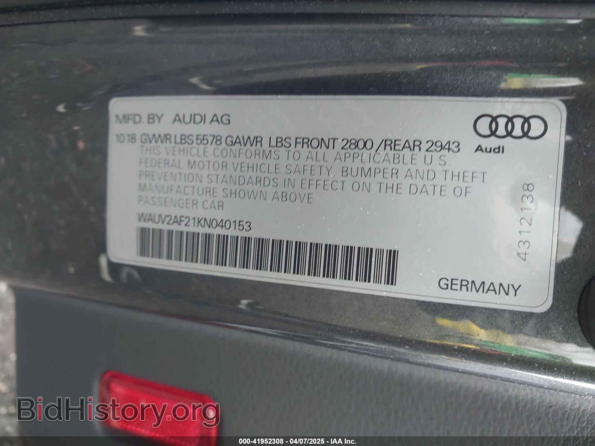 2019 AUDI A7 - VIN: WAUV2AF21KN040153 - Фото 9