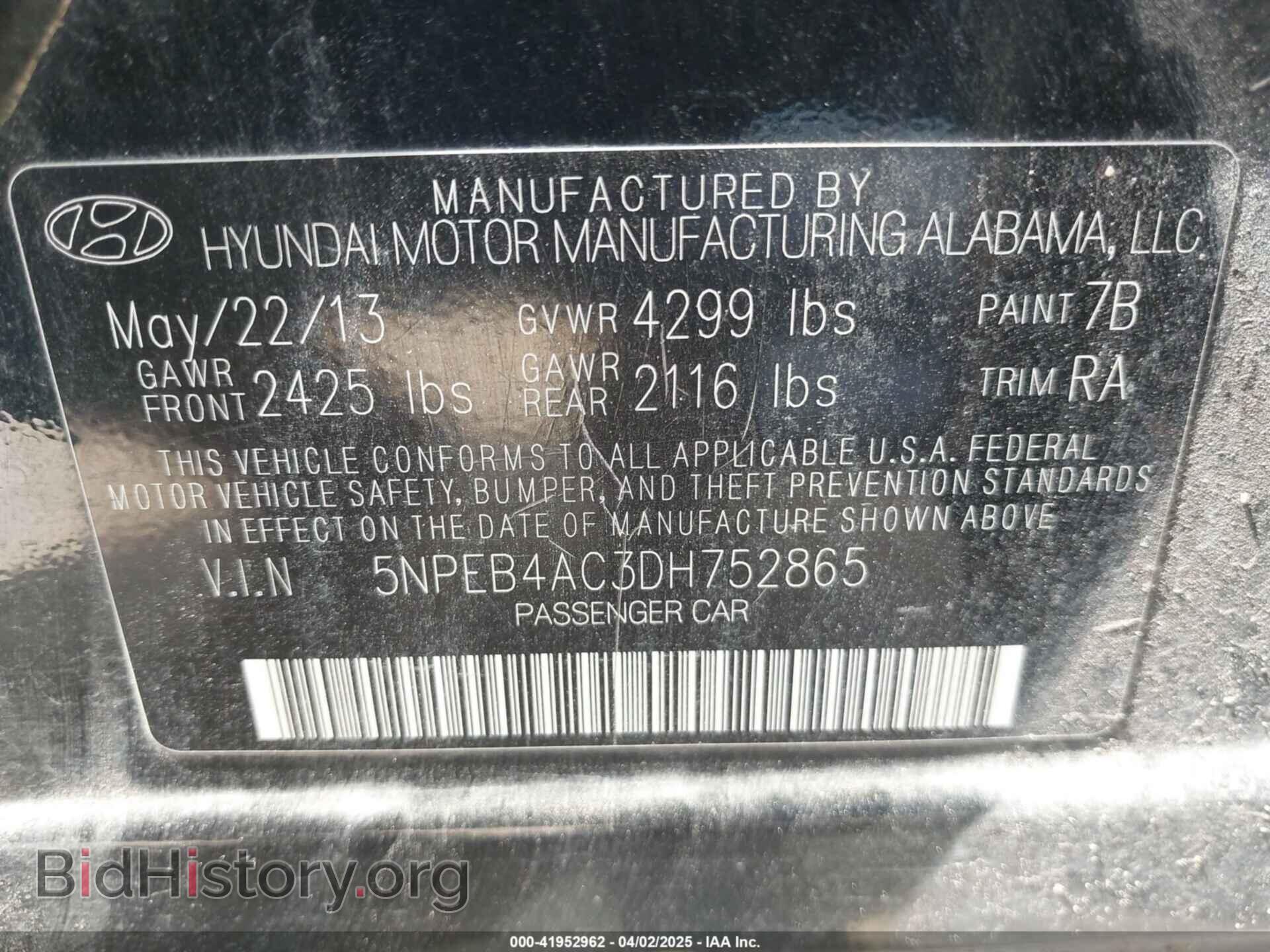 2013 HYUNDAI SONATA - VIN: 5NPEB4AC3DH752865 - Фото 9