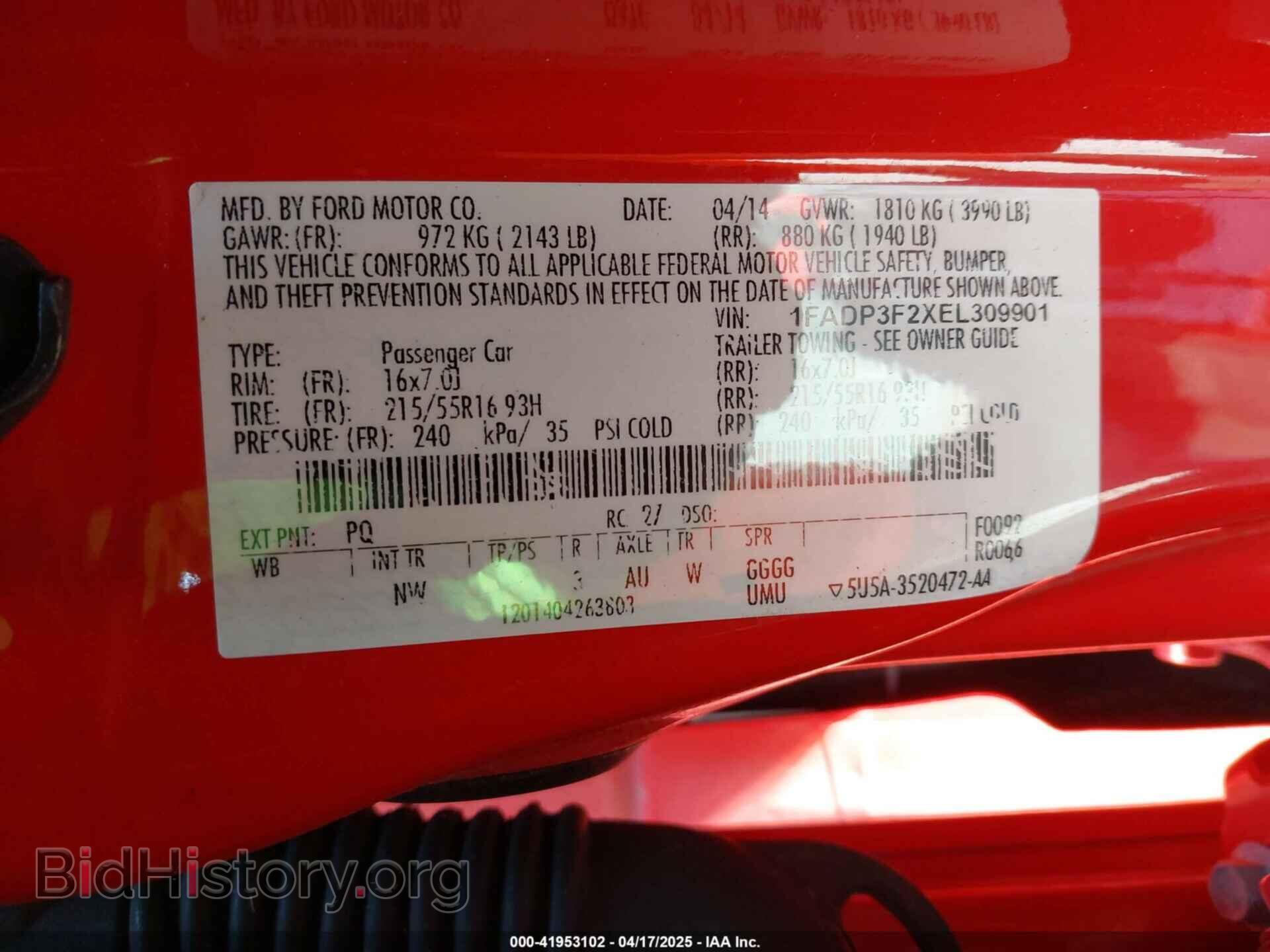 2014 FORD FOCUS - VIN: 1FADP3F2XEL309901 - Фото 9