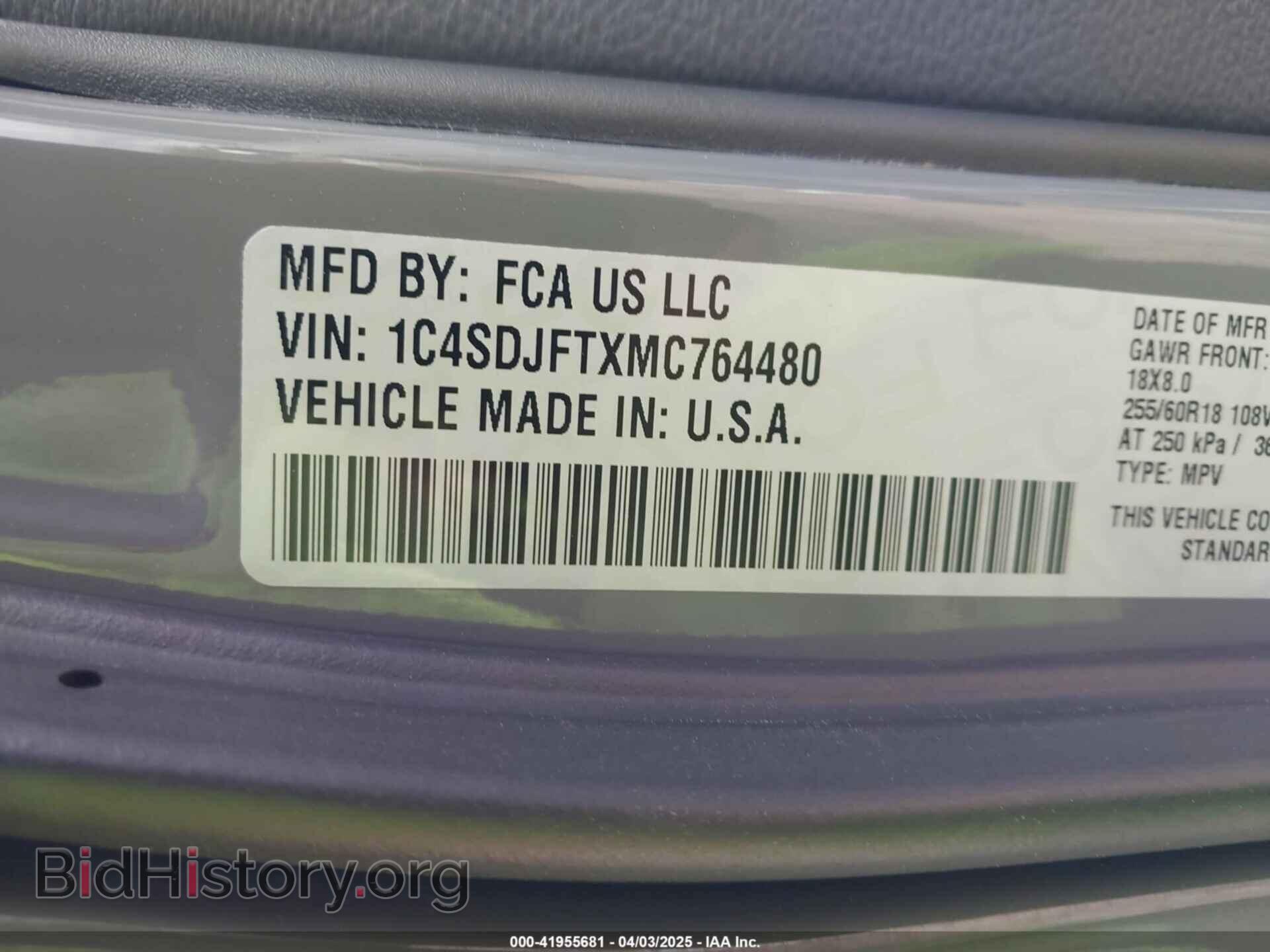2021 DODGE DURANGO - VIN: 1C4SDJFTXMC764480 - Фото 9