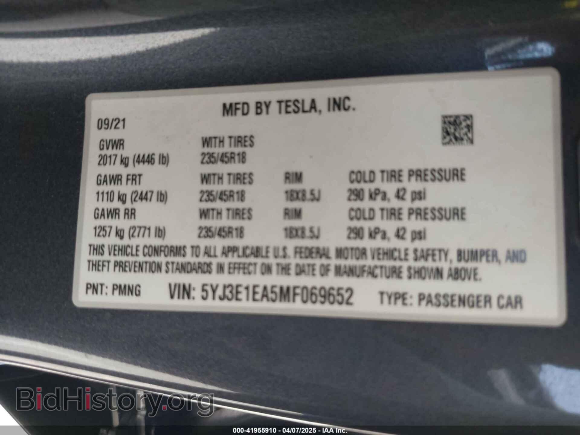 2021 TESLA MODEL 3 - VIN: 5YJ3E1EA5MF069652 - Photo 9