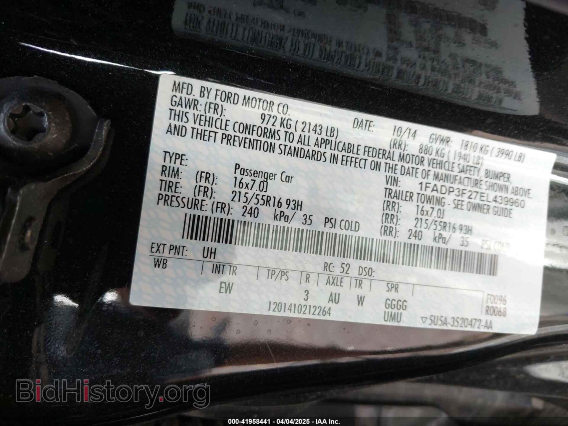 2014 FORD FOCUS - VIN: 1FADP3F27EL439960 - Фото 9