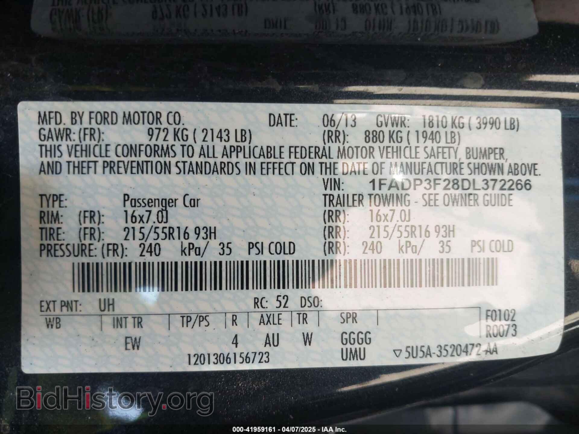 2013 FORD FOCUS - VIN: 1FADP3F28DL372266 - Фото 9