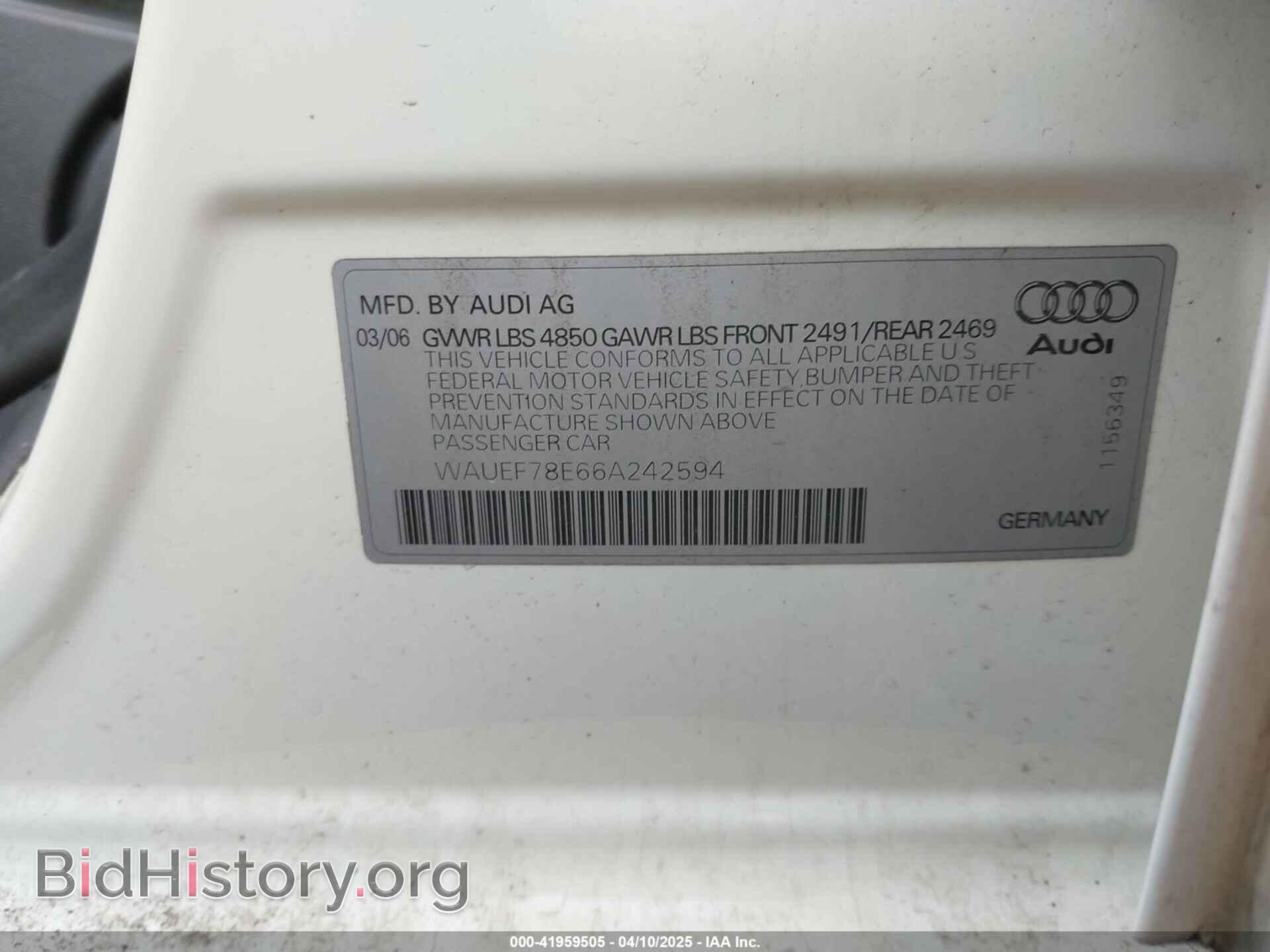 2006 AUDI A4 - VIN: WAUEF78E66A242594 - Photo 9