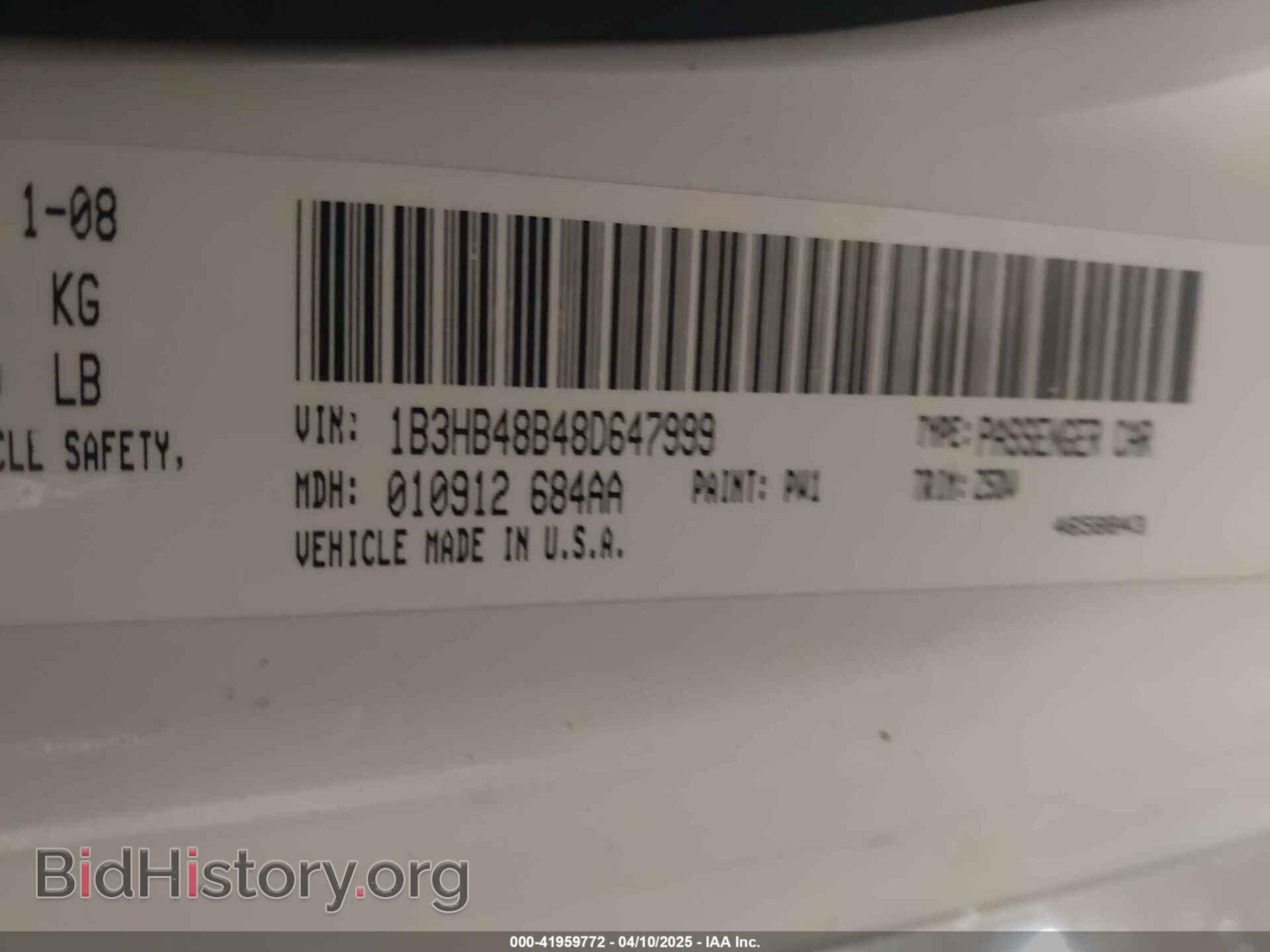 2008 DODGE CALIBER - VIN: 1B3HB48B48D647999 - Фото 9