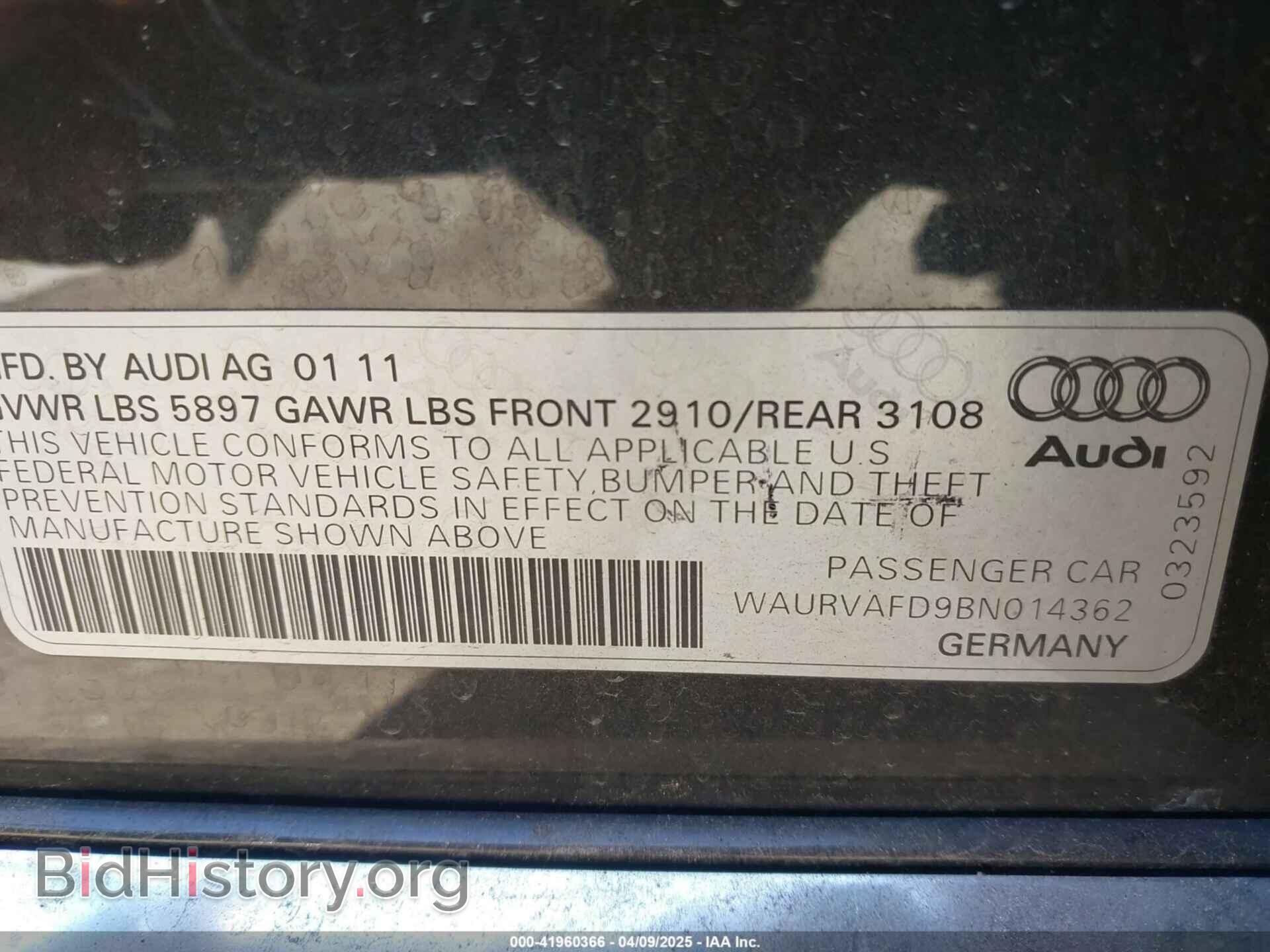 2011 AUDI A8 L - VIN: WAURVAFD9BN014362 - Фото 9
