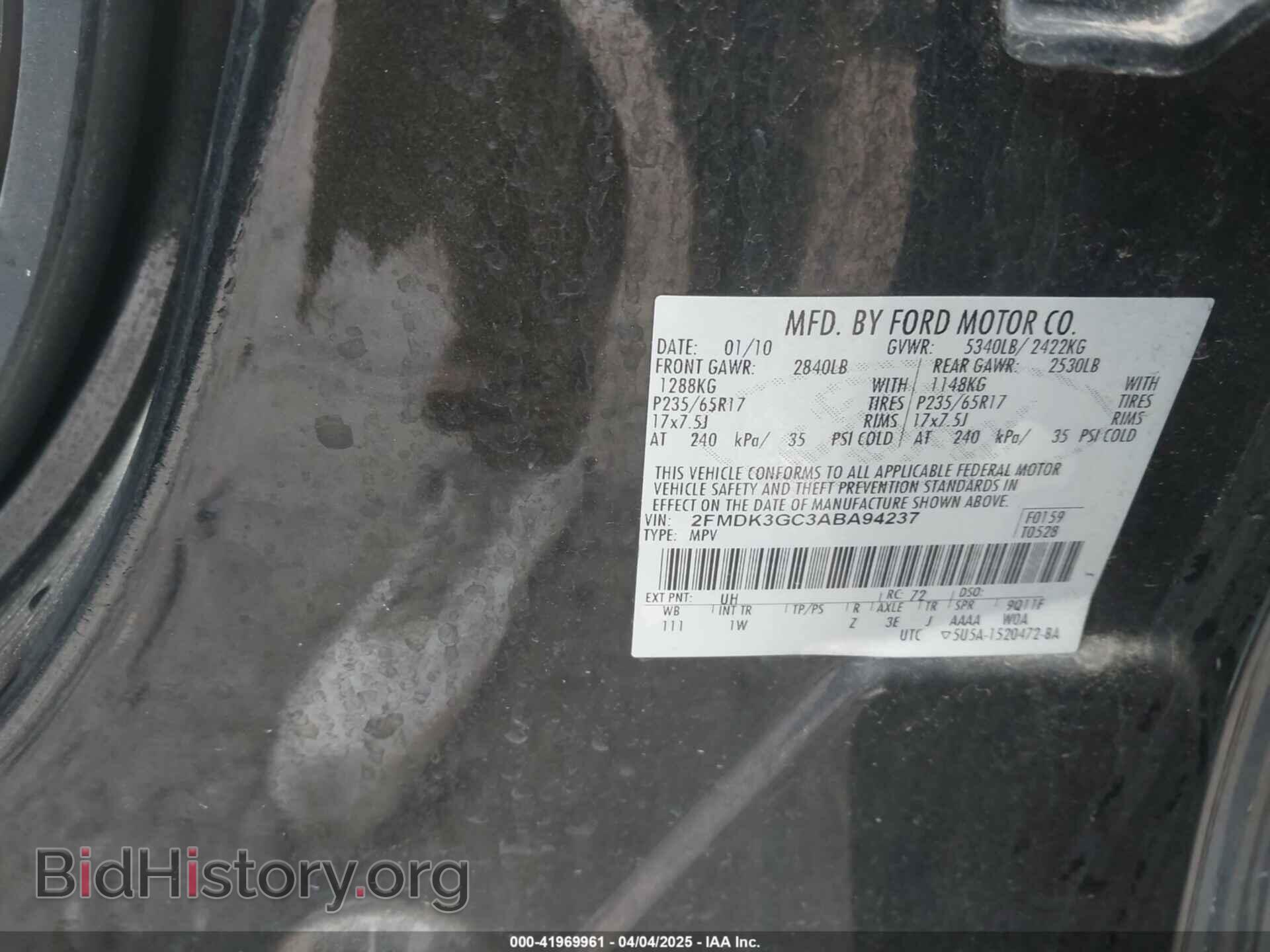 2010 FORD EDGE - VIN: 2FMDK3GC3ABA94237 - Фото 9