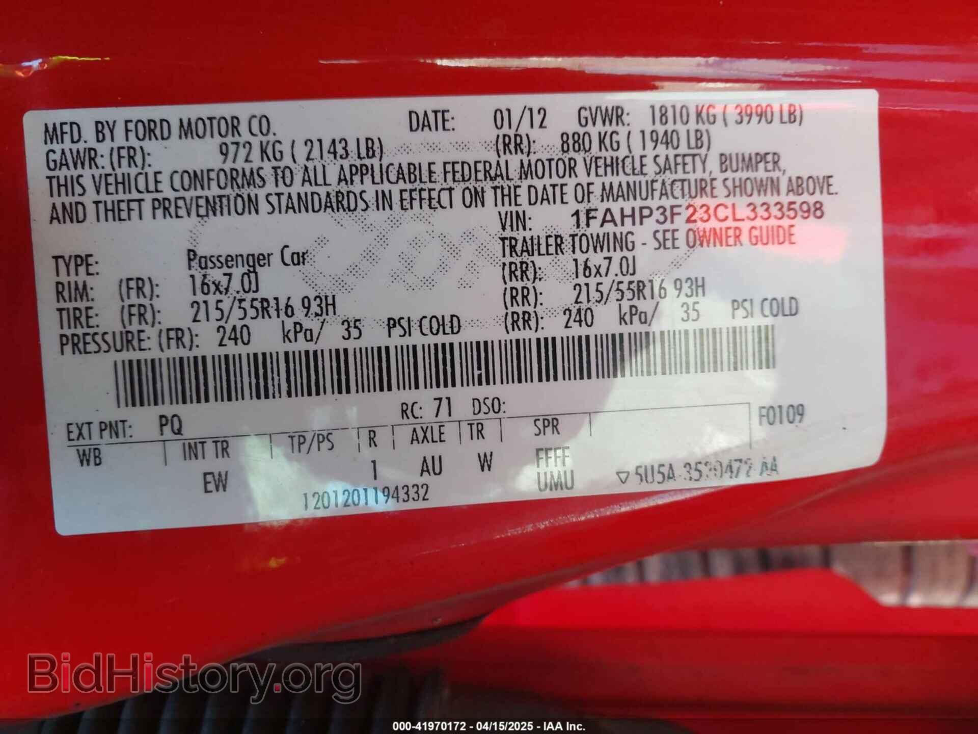 2012 FORD FOCUS - VIN: 1FAHP3F23CL333598 - Photo 9