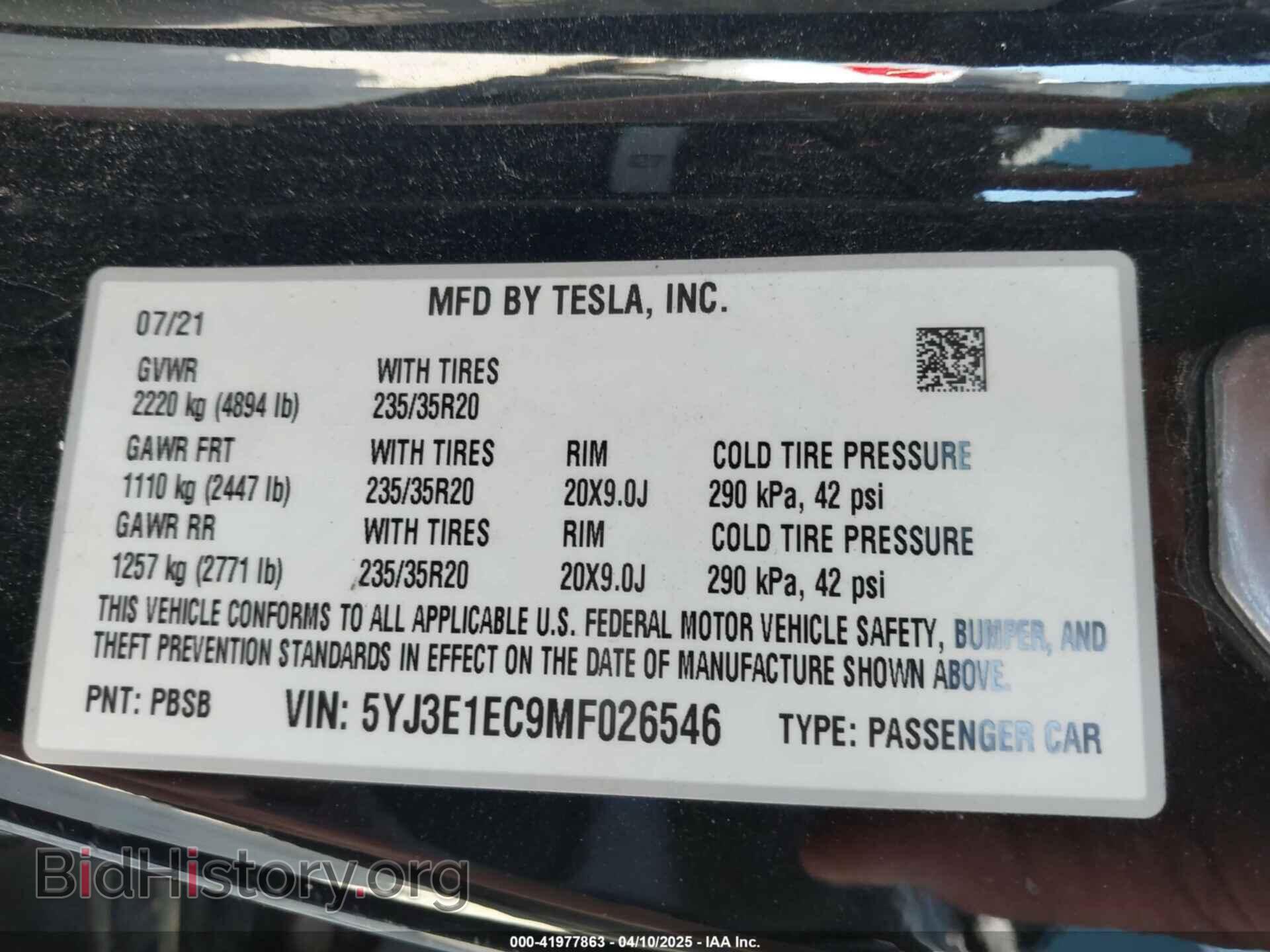 2021 TESLA MODEL 3 - VIN: 5YJ3E1EC9MF026546 - Фото 9