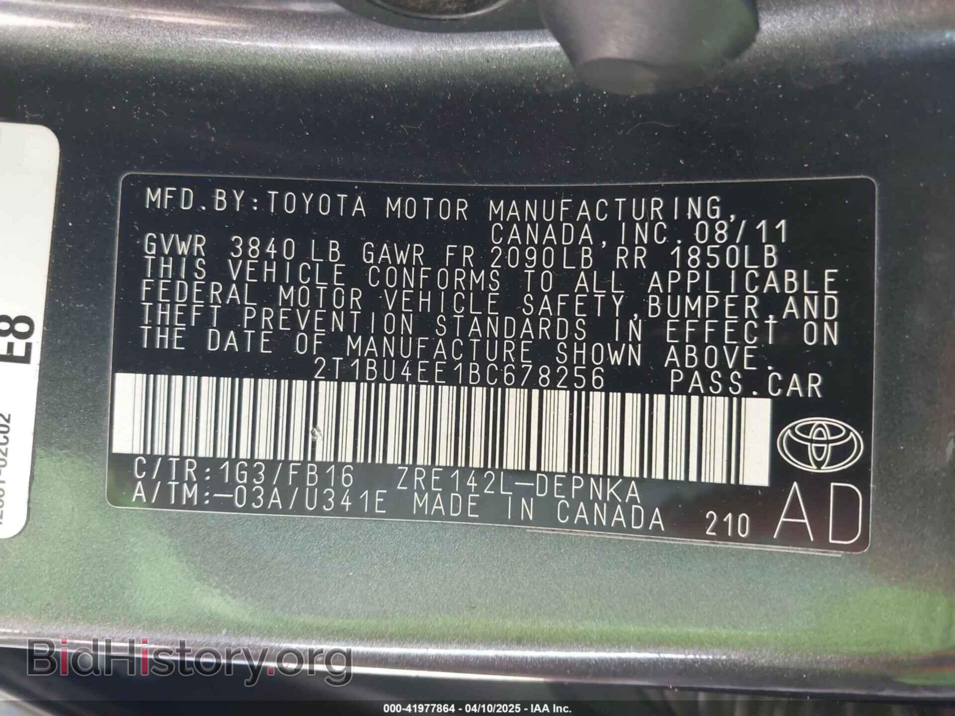 2011 TOYOTA COROLLA - VIN: 2T1BU4EE1BC678256 - Фото 9